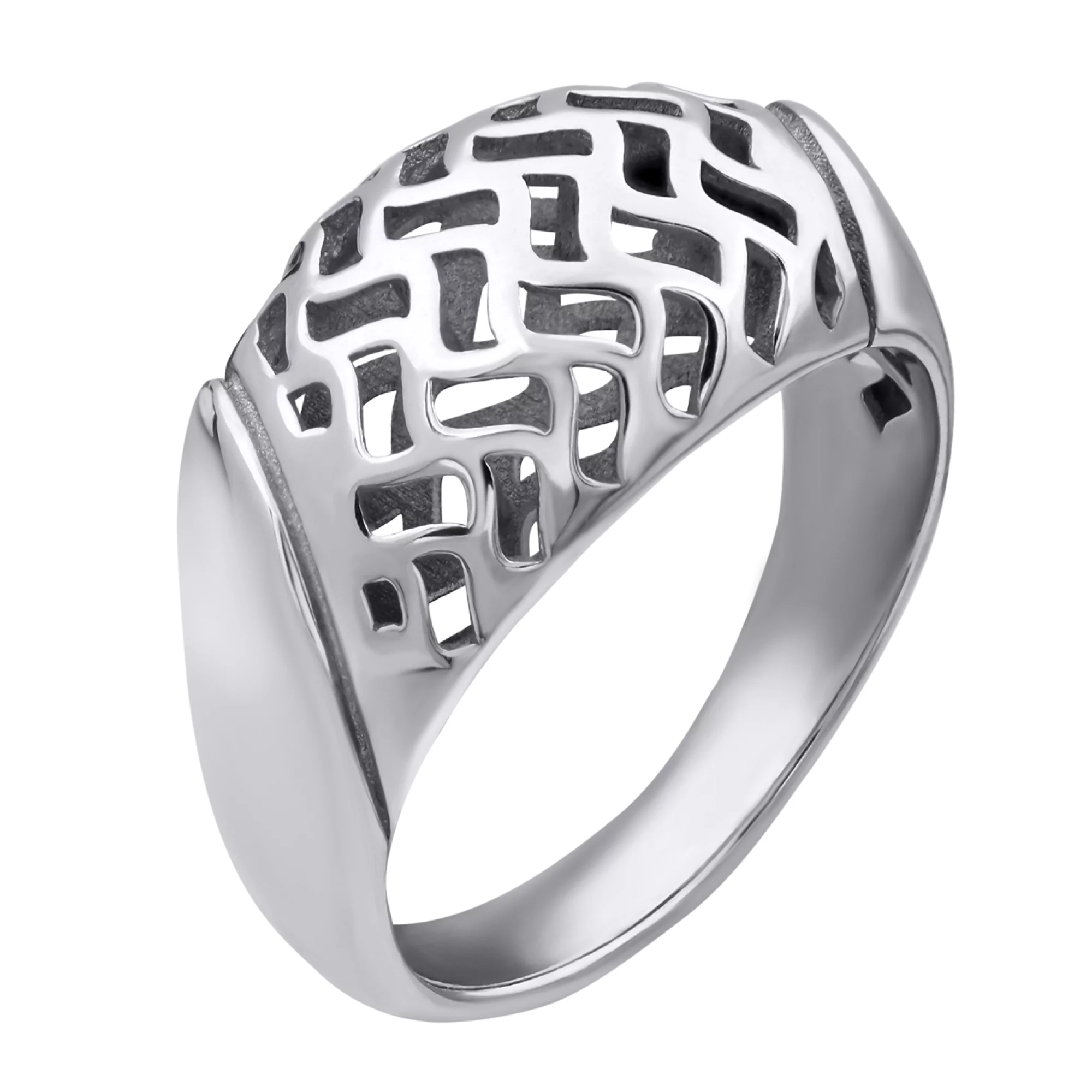 Кольцо серебряное с платиновим покрытием - 878645 – изображение 1