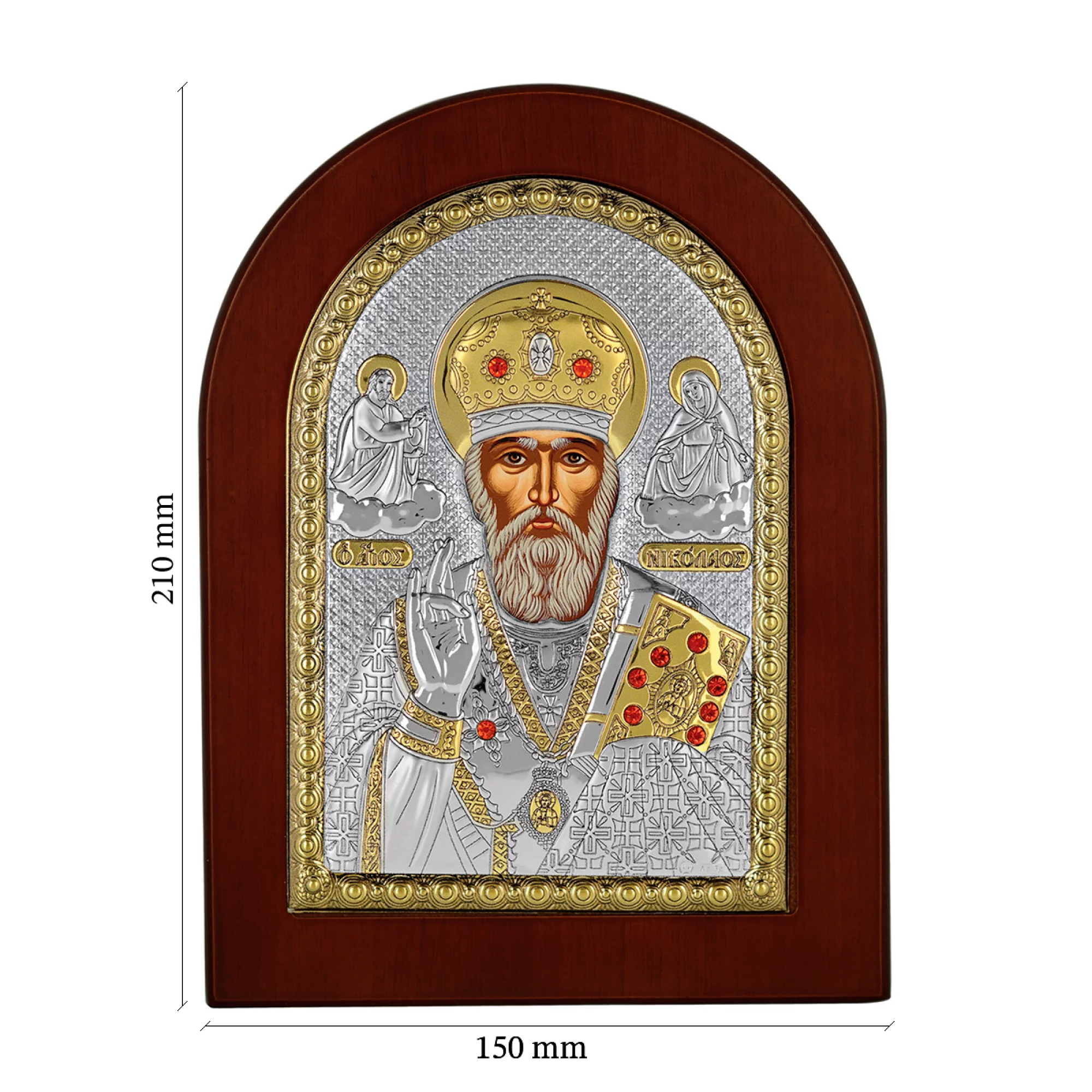 Икона "Святитель Николай" с фианитами. Размер 15х21 см - 413361 – изображение 3