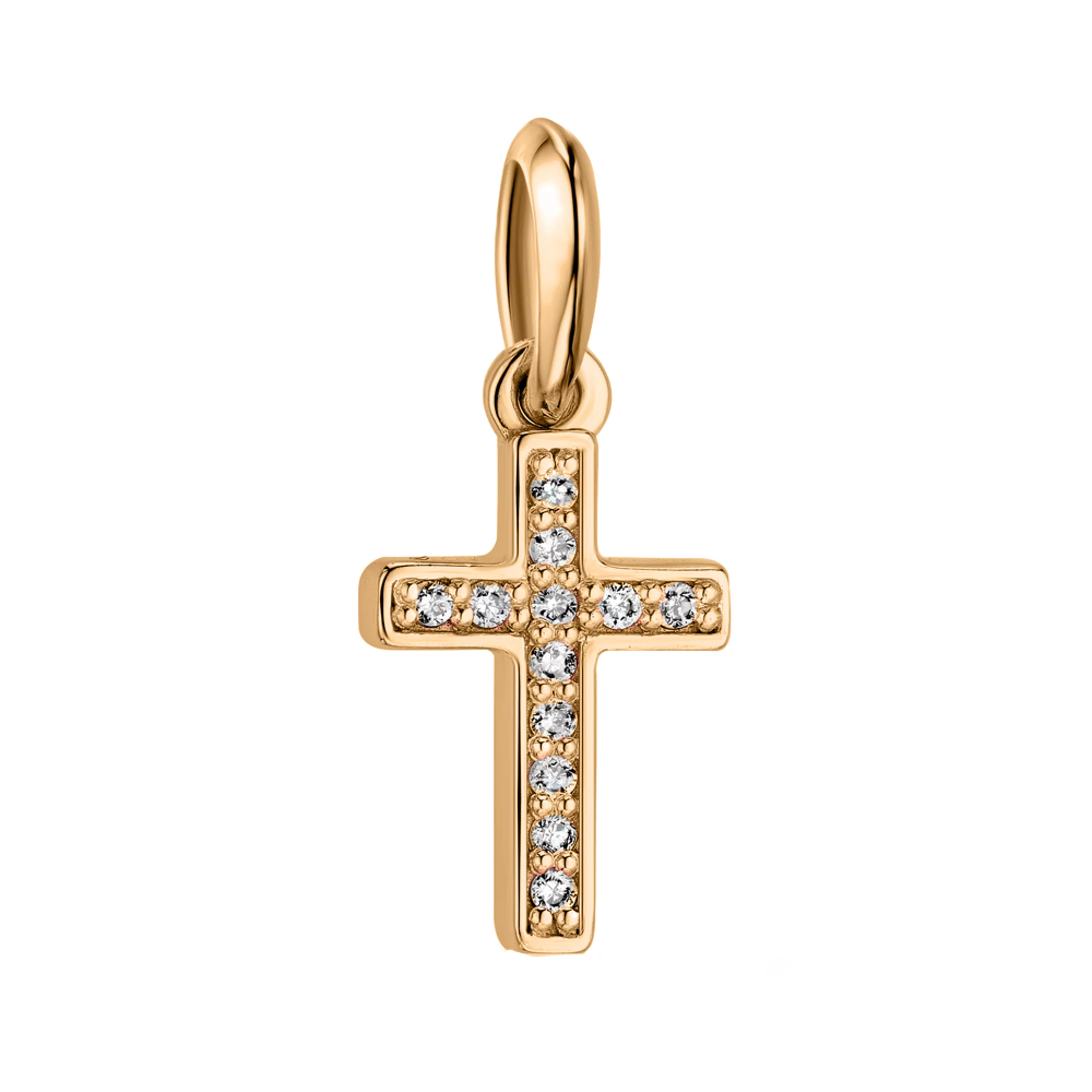 Крестик золотой с дорожкой бриллиантов - 1589093 – изображение 1