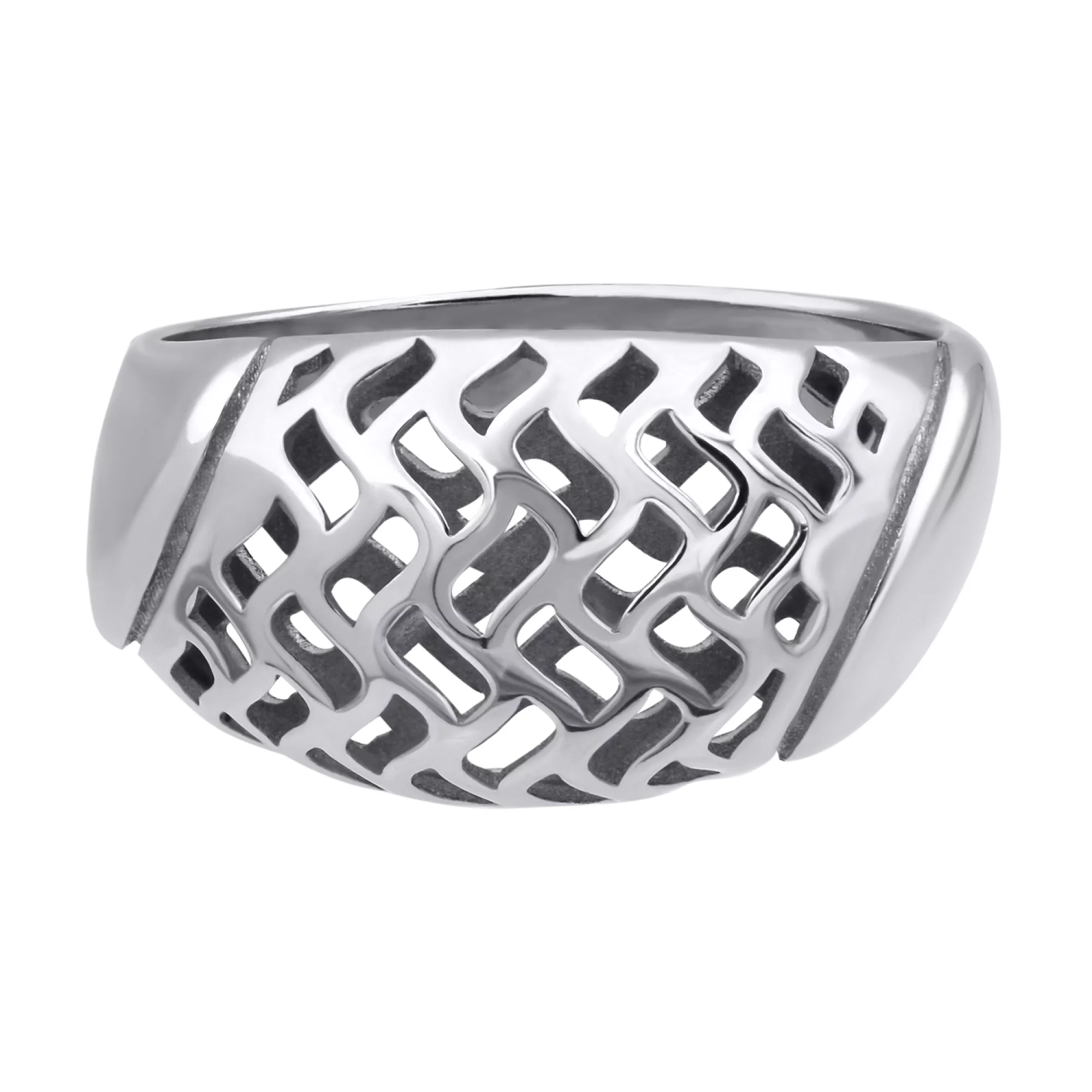 Кольцо серебряное с платиновим покрытием - 878645 – изображение 2