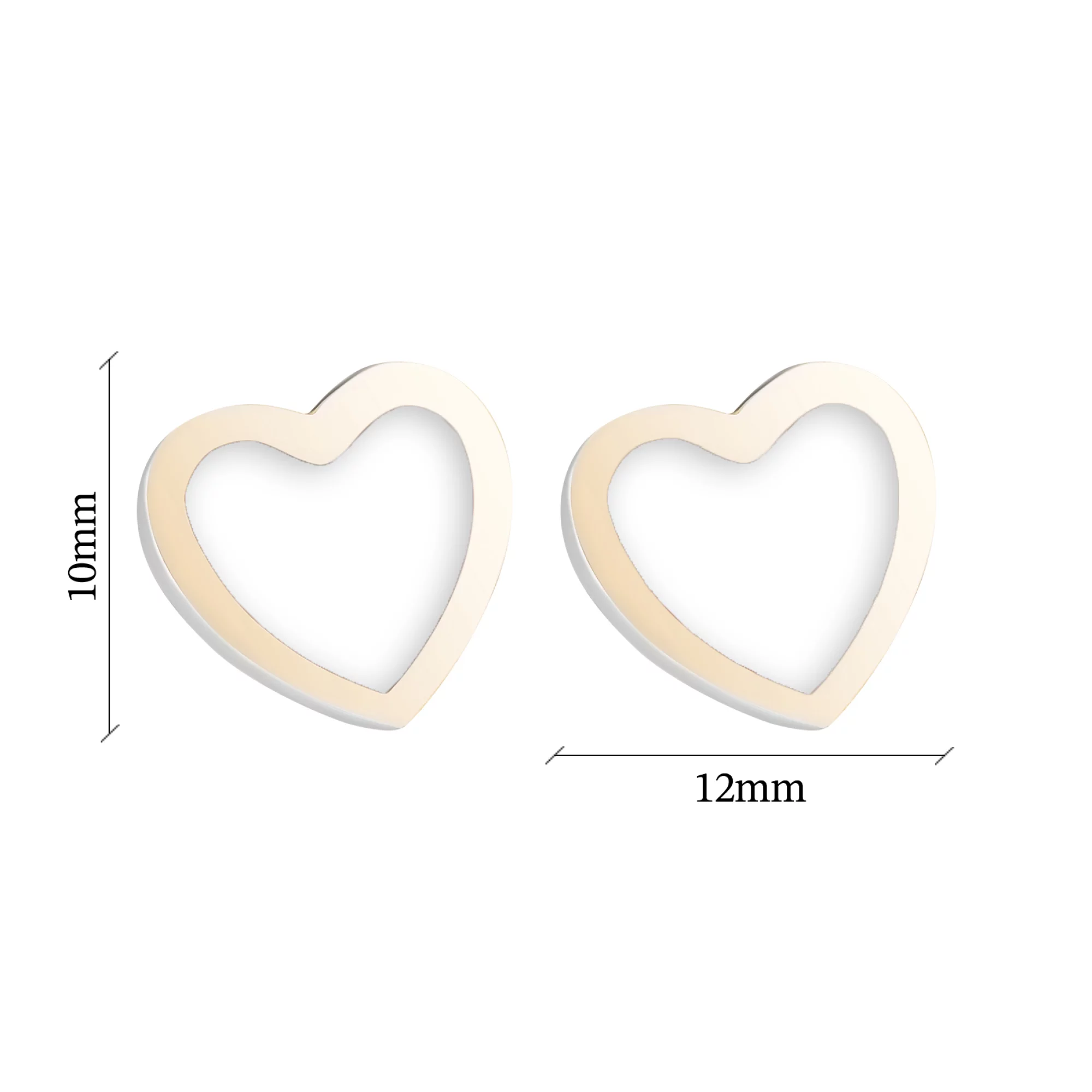 Сережки-гвоздики срібні "Серце" з емаллю - 1624711 – зображення 3