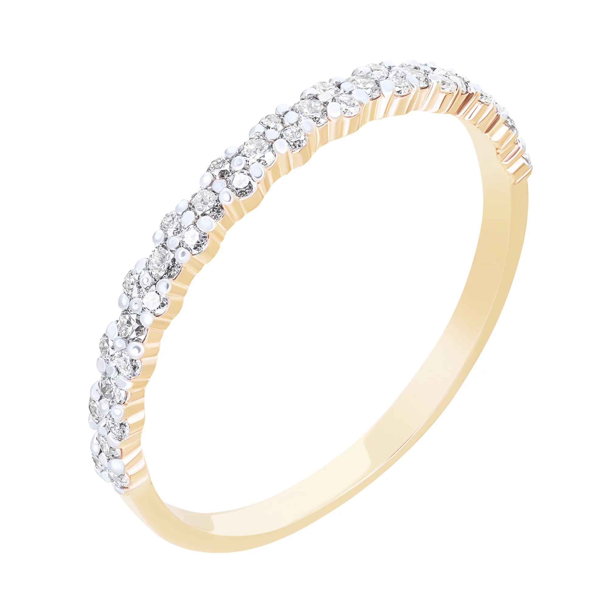 Тонкое кольцо из красного золота с бриллиантами - 1559032 – изображение 1