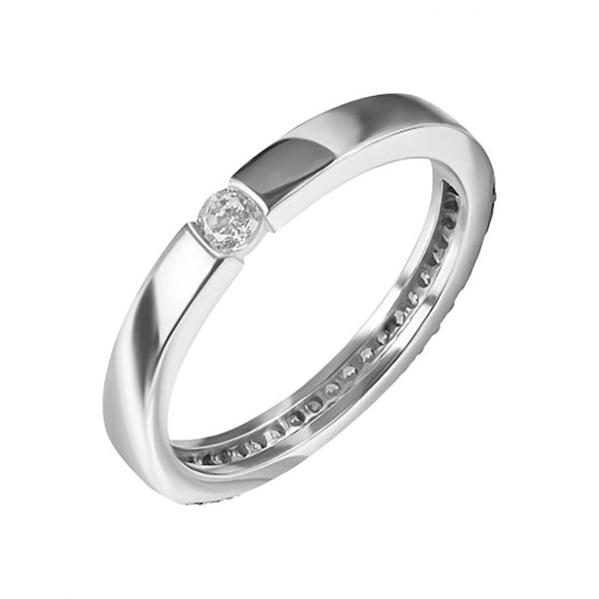 Кольцо из серебра с фианитом - 962435 – изображение 1