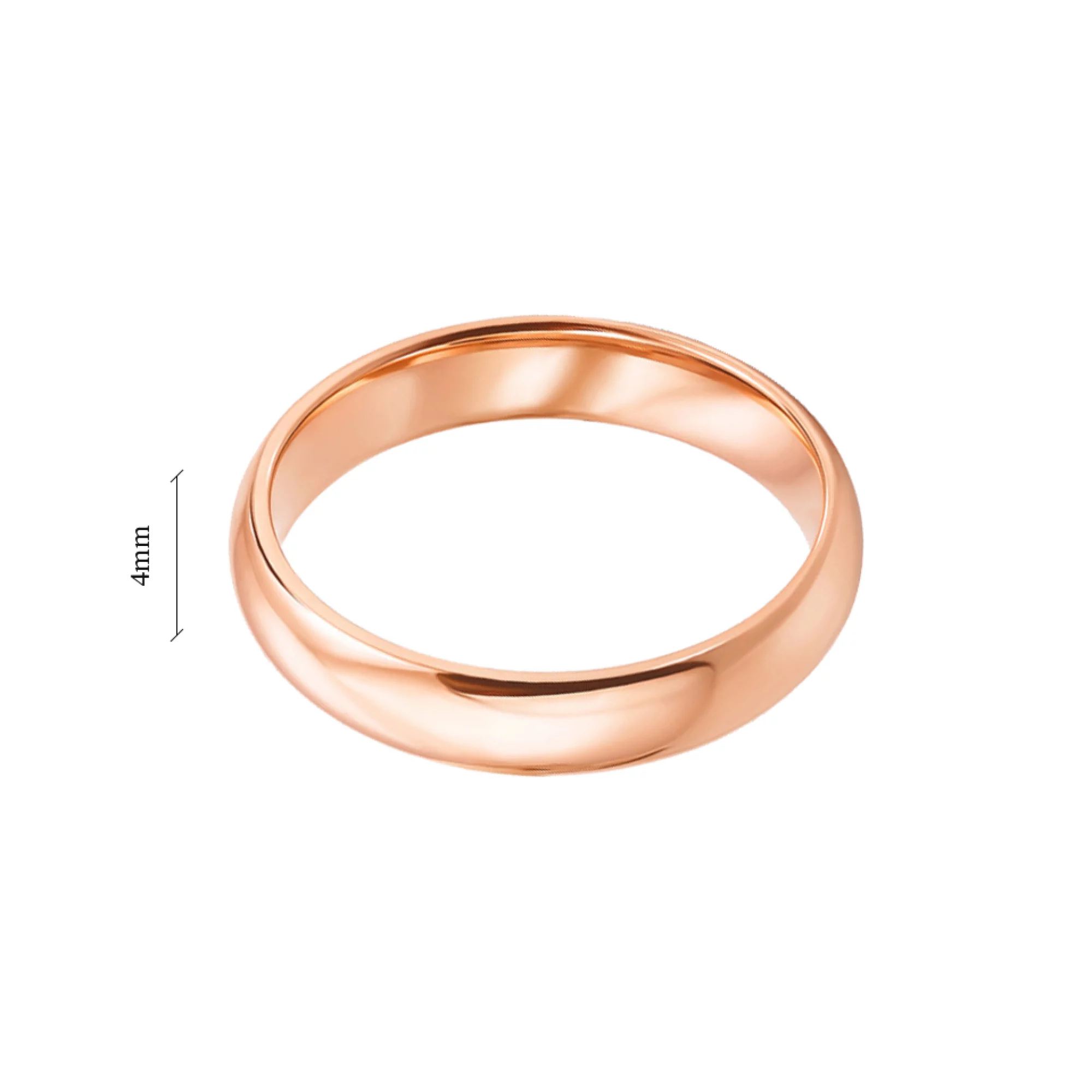 Обручальное классическое кольцо комфорт из красного золота - 1348612 – изображение 4
