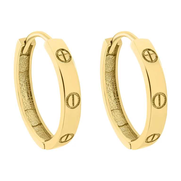 Золоті сережки-кільця "Love". Артикул 214300003: ціна, відгуки, фото – купити в інтернет-магазині AURUM