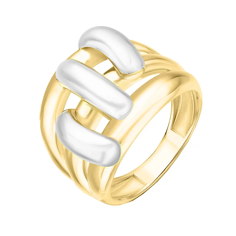 Широкое массивное кольцо в желтом и белом золоте. Артикул 155157жб: цена, отзывы, фото – купить в интернет-магазине AURUM