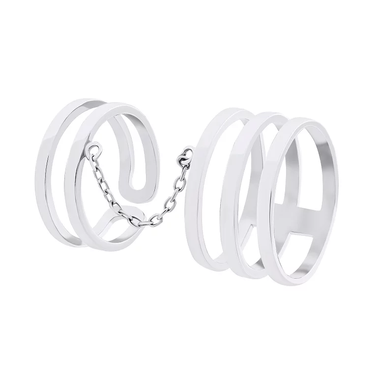 Серебряные двойные кольца с цепочкой на фалангу . Артикул 7501/К2/1080: цена, отзывы, фото – купить в интернет-магазине AURUM