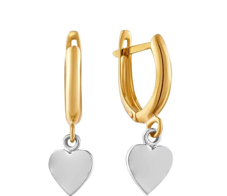 Золоті сережки з підвісами "Серця". Артикул С2061V: ціна, відгуки, фото – купити в інтернет-магазині AURUM