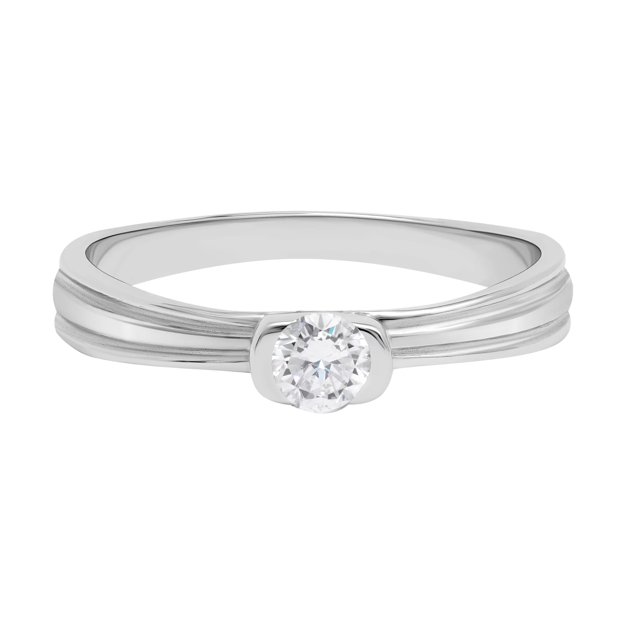 Золотое кольцо помолвочное с бриллиантом - 1731699 – изображение 2