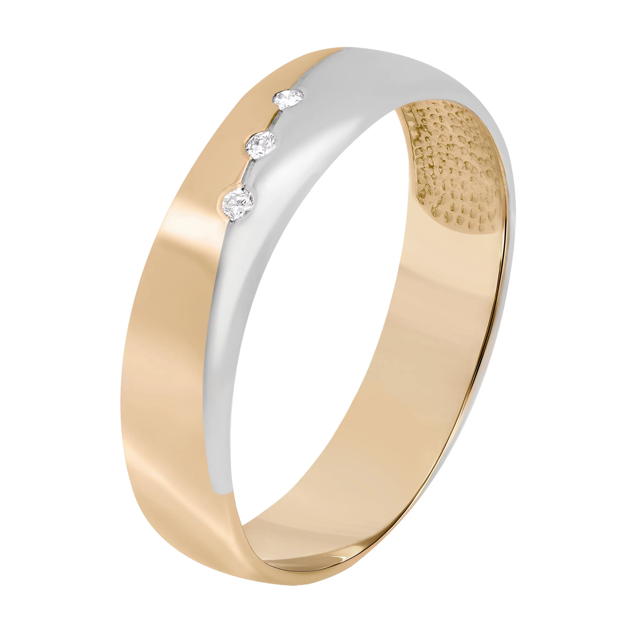 Обручальное классическое кольцо из красного и белого золота с бриллиантами - 1731045 – изображение 1