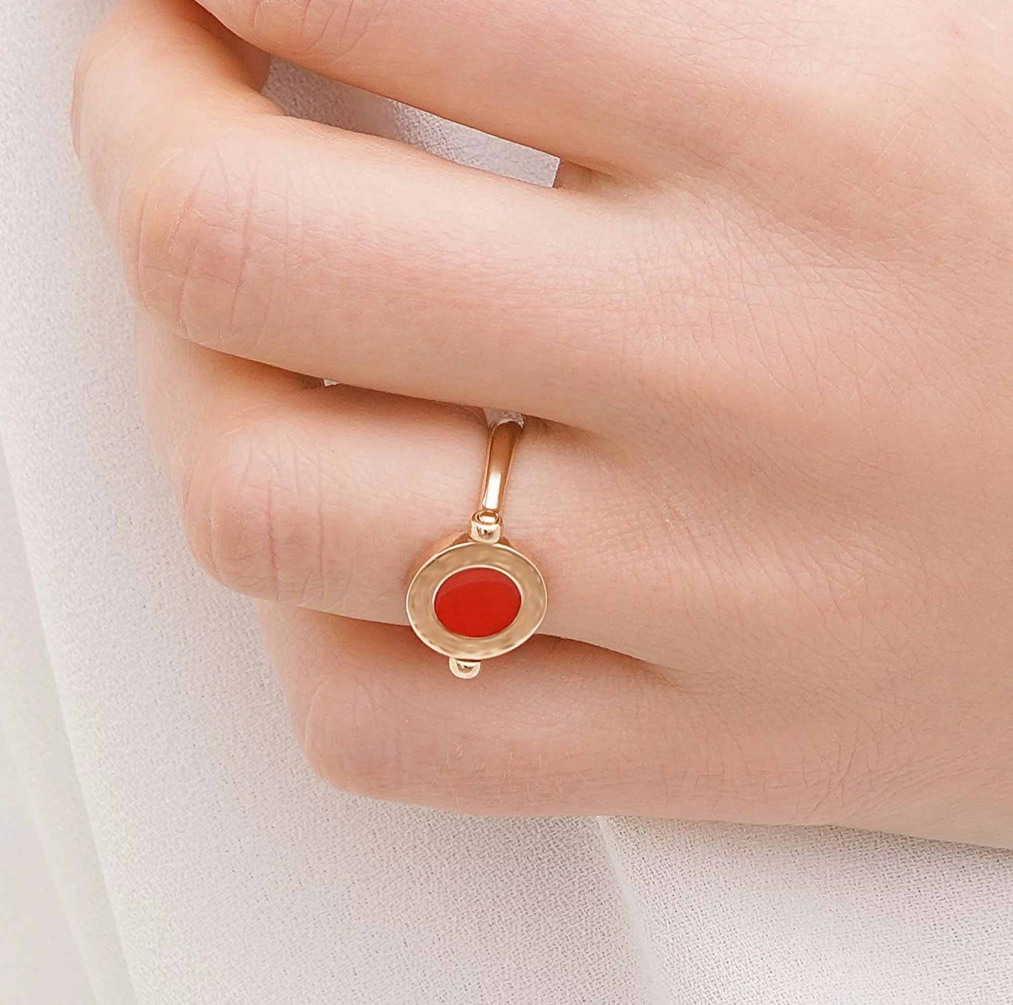 Двухстороннее кольцо из красного золота с эмалью - 1730337 – изображение 3