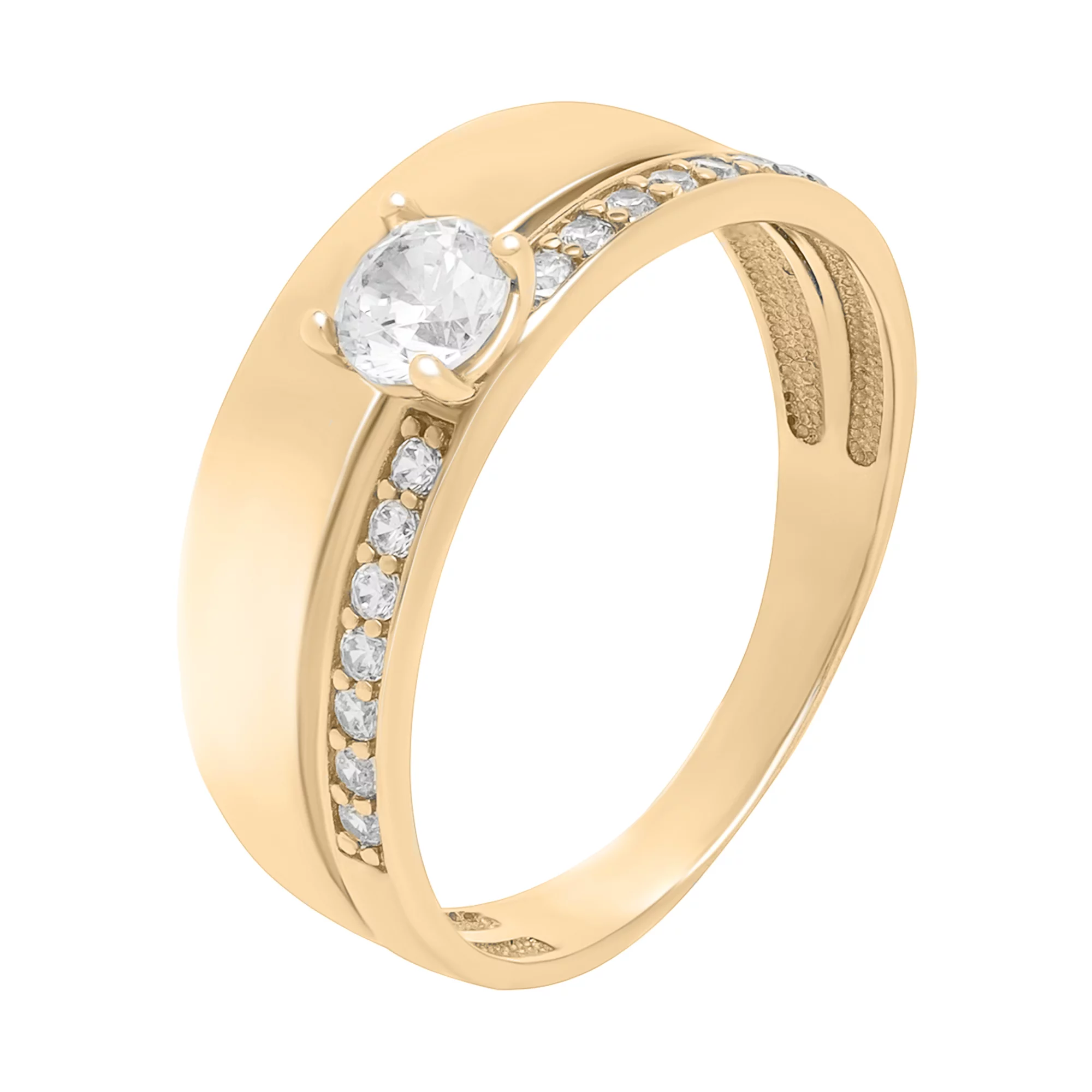 Двойное кольцо из красного золота с фианитами - 1730343 – изображение 1