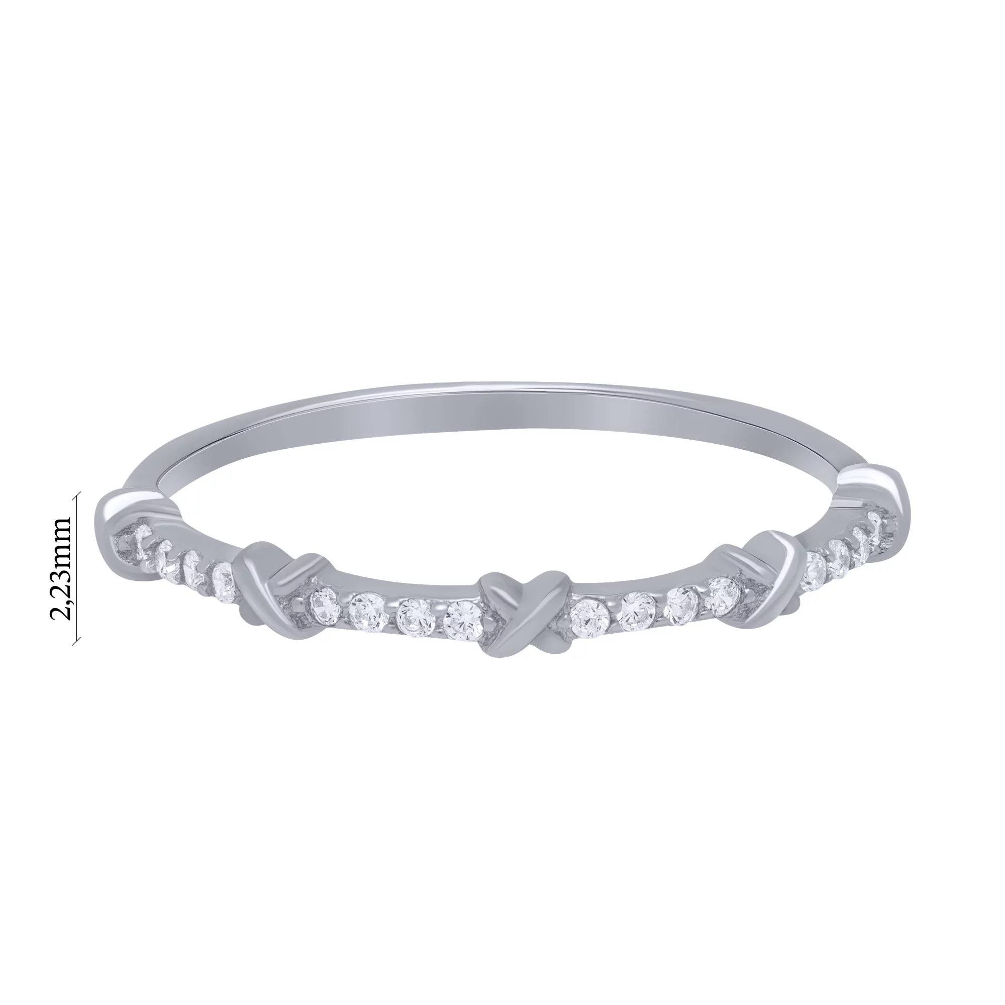 Тонкое серебряное кольцо с фианитами - 1701667 – изображение 3