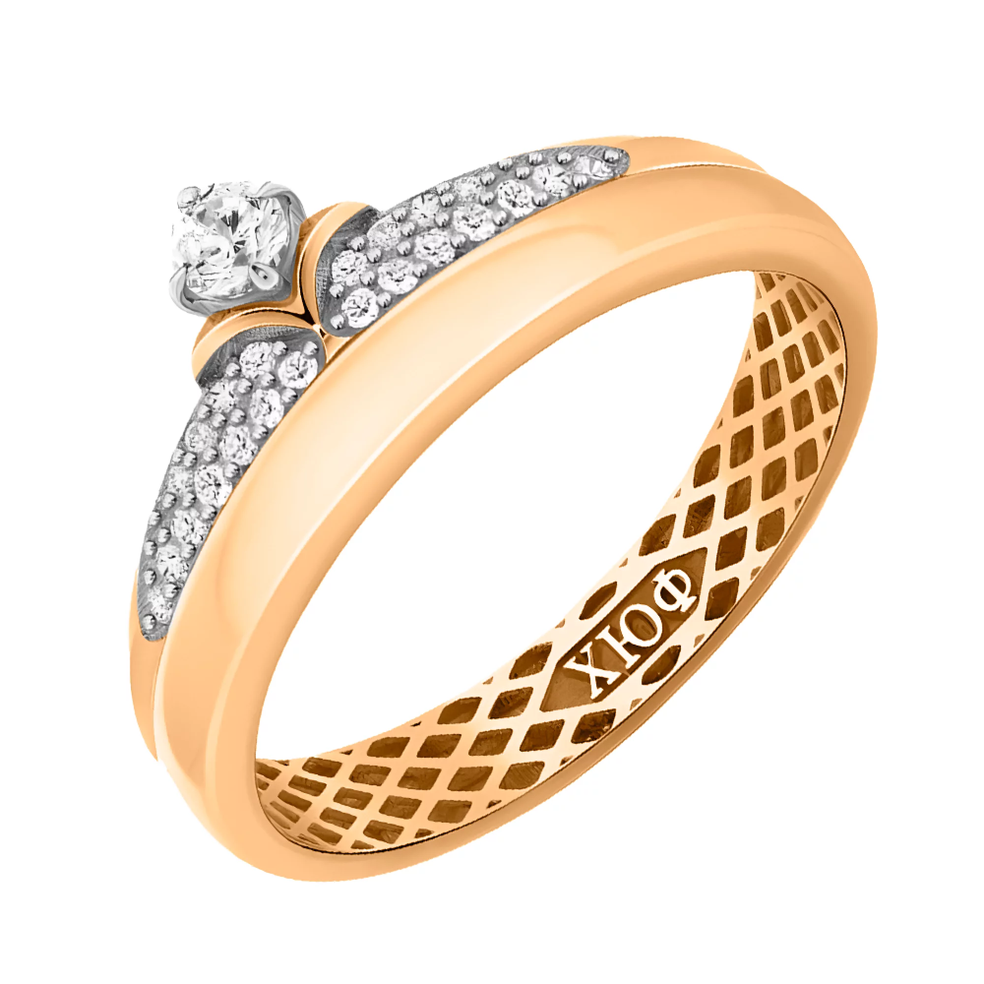 Золотое кольцо с фианитом - 482889 – изображение 1