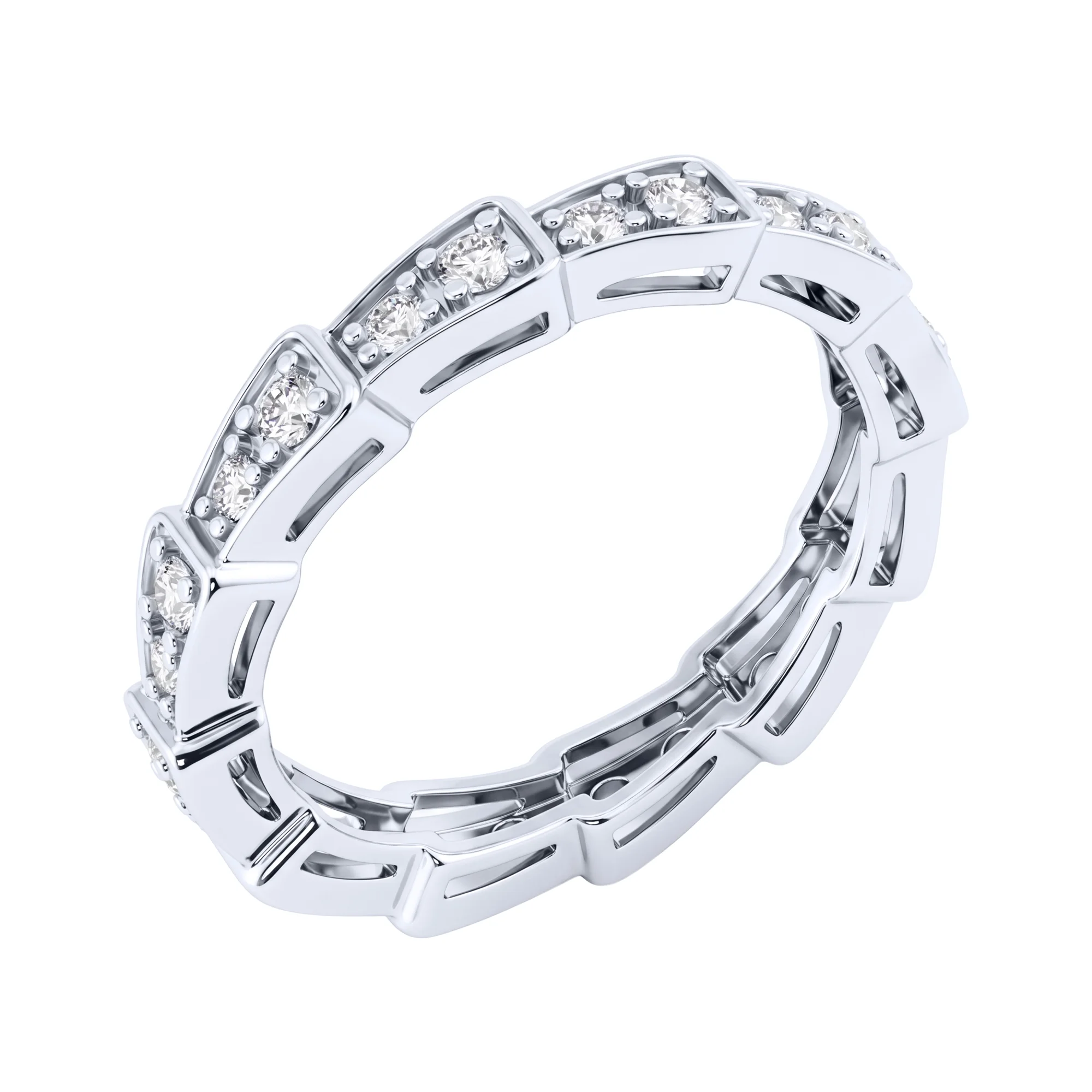 Серебряное кольцо "Змея" с фианитами  - 2262566 - 1