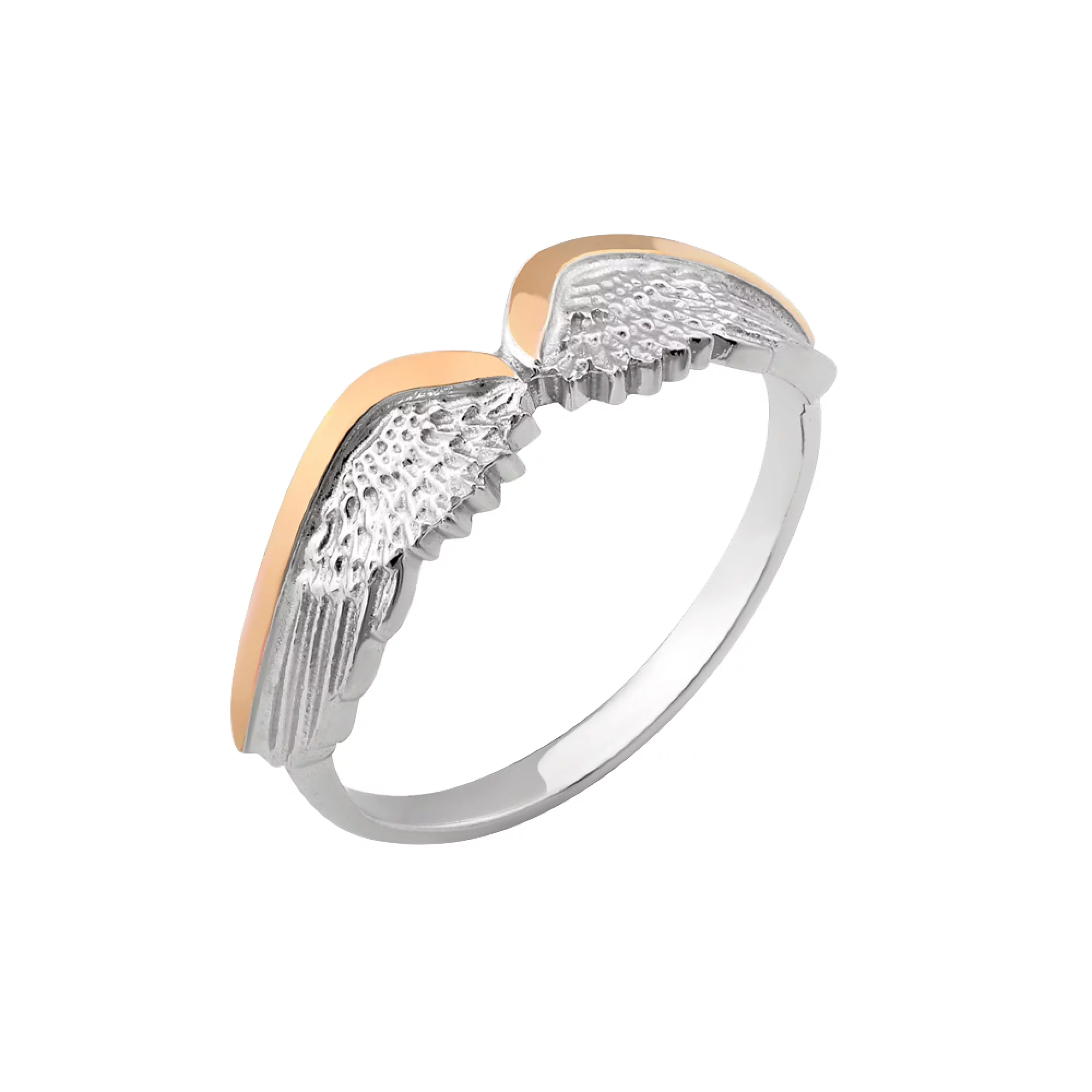 Кольцо серебряное с позолотой "Крылья" - 806864 – изображение 1