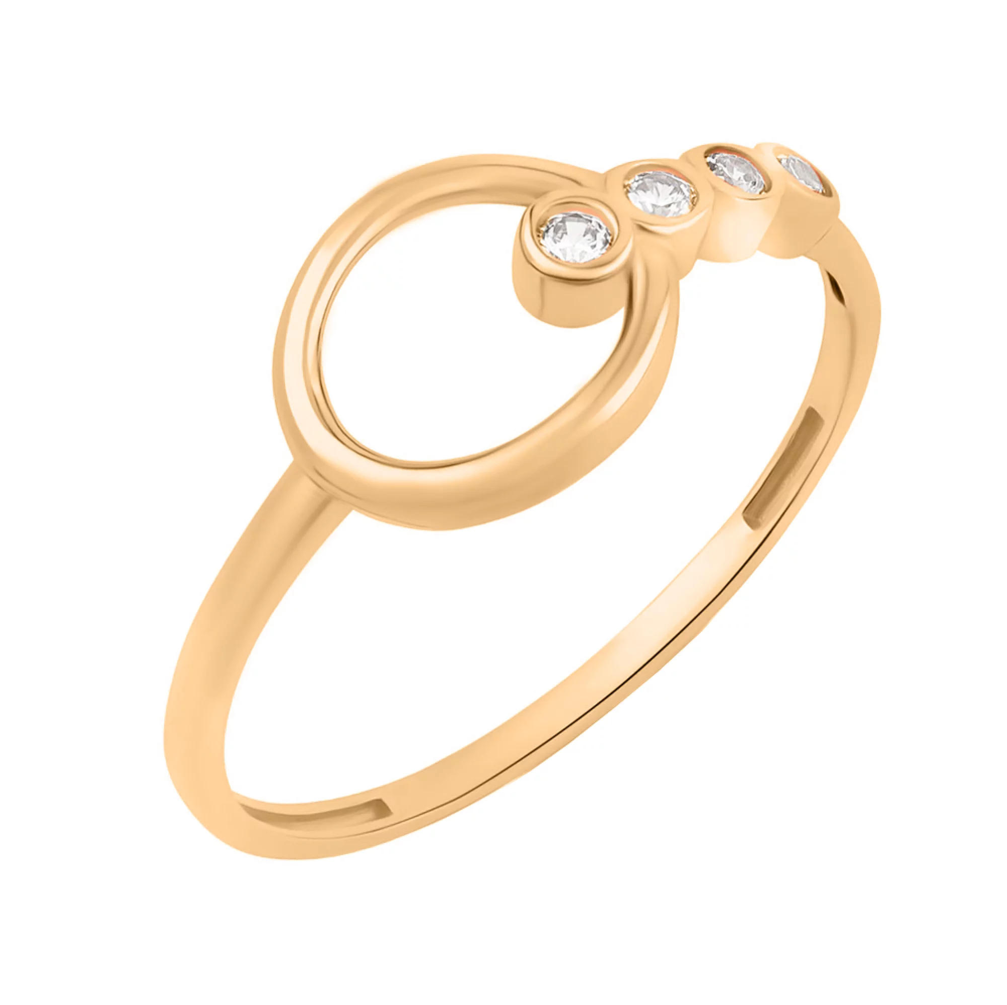 Золотое кольцо "Круг" с фианитами - 1640045 – изображение 1