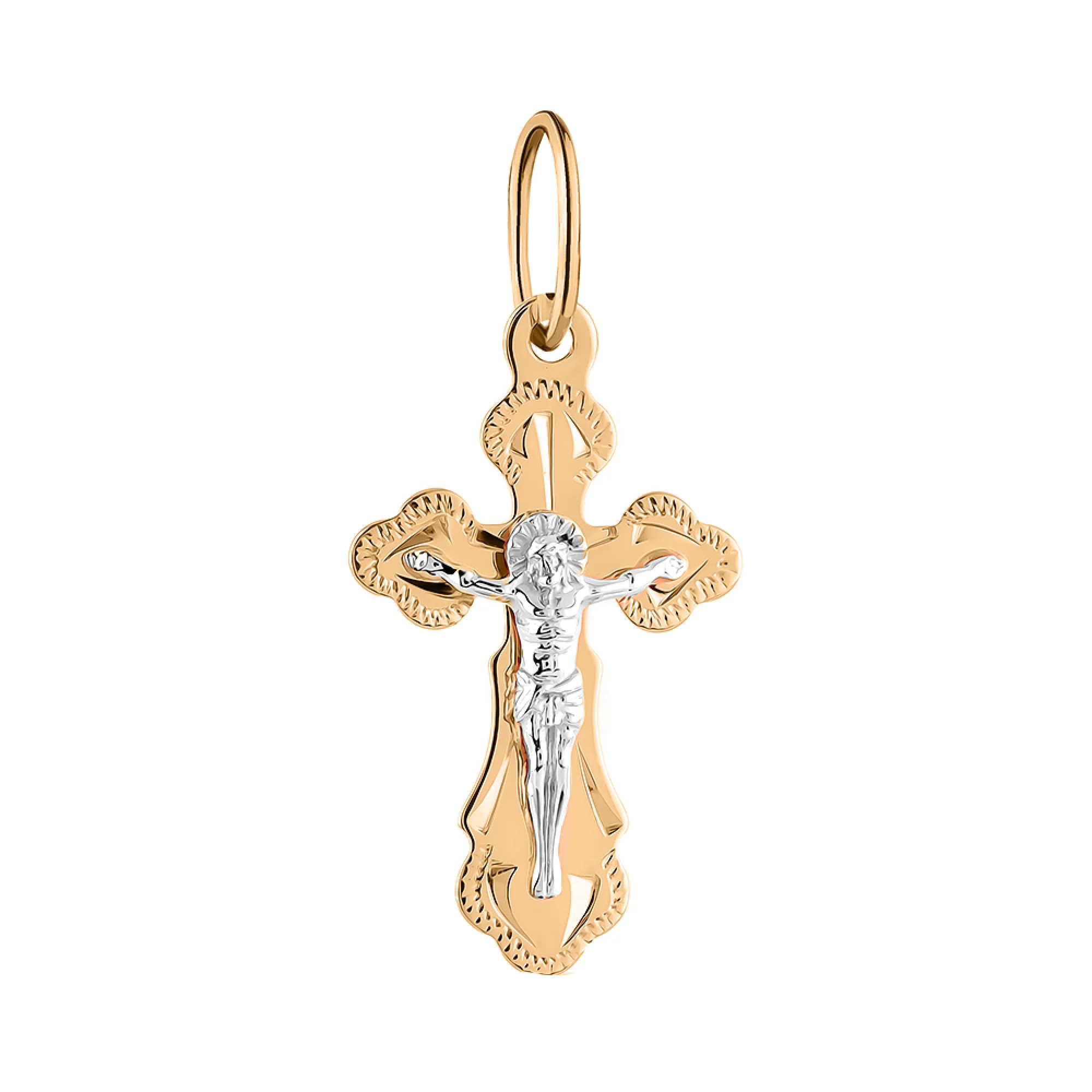 Хрестик у комбінованому золоті натільний - 1777270 - 2