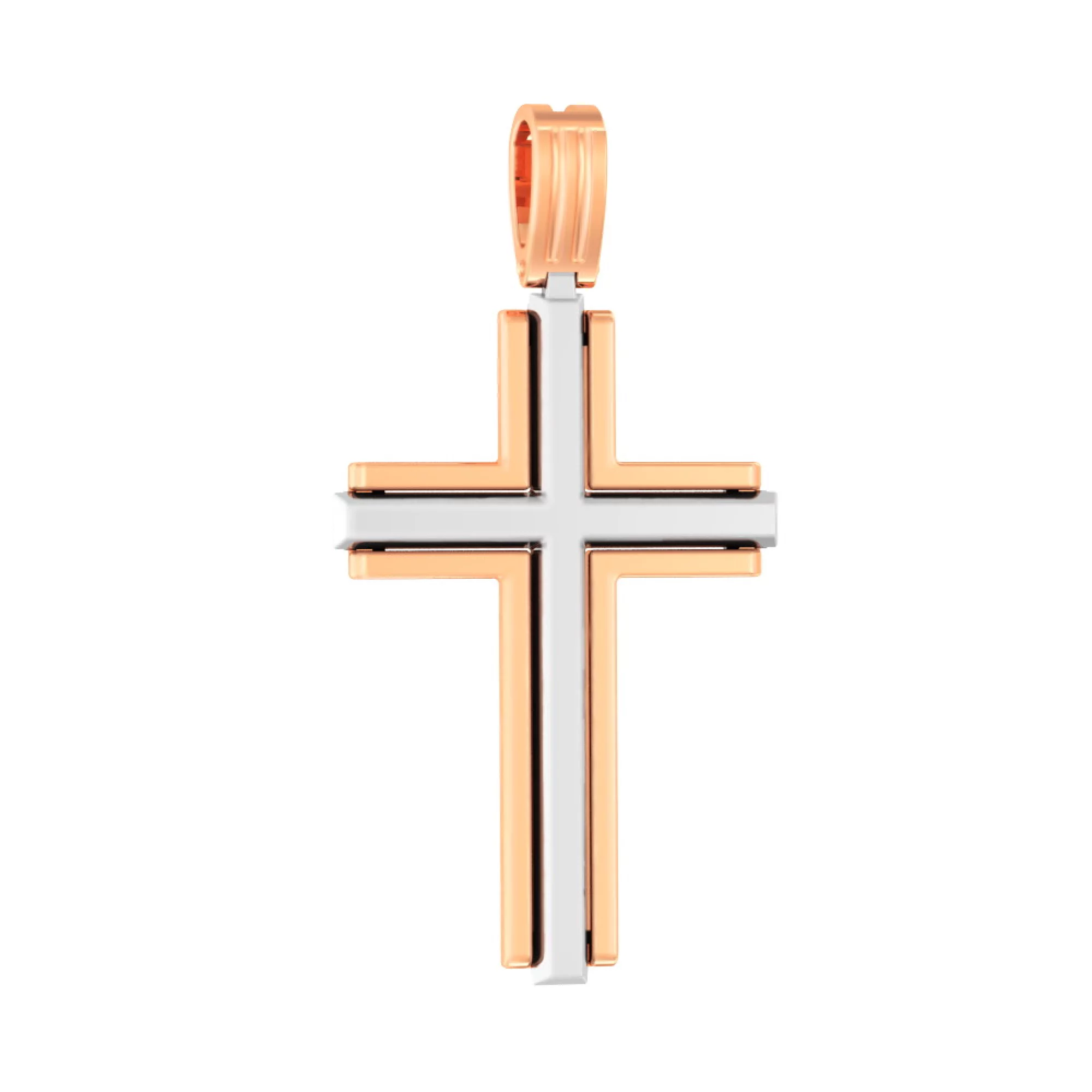 Хрестик з комбінованого золота - 1408633 – зображення 1