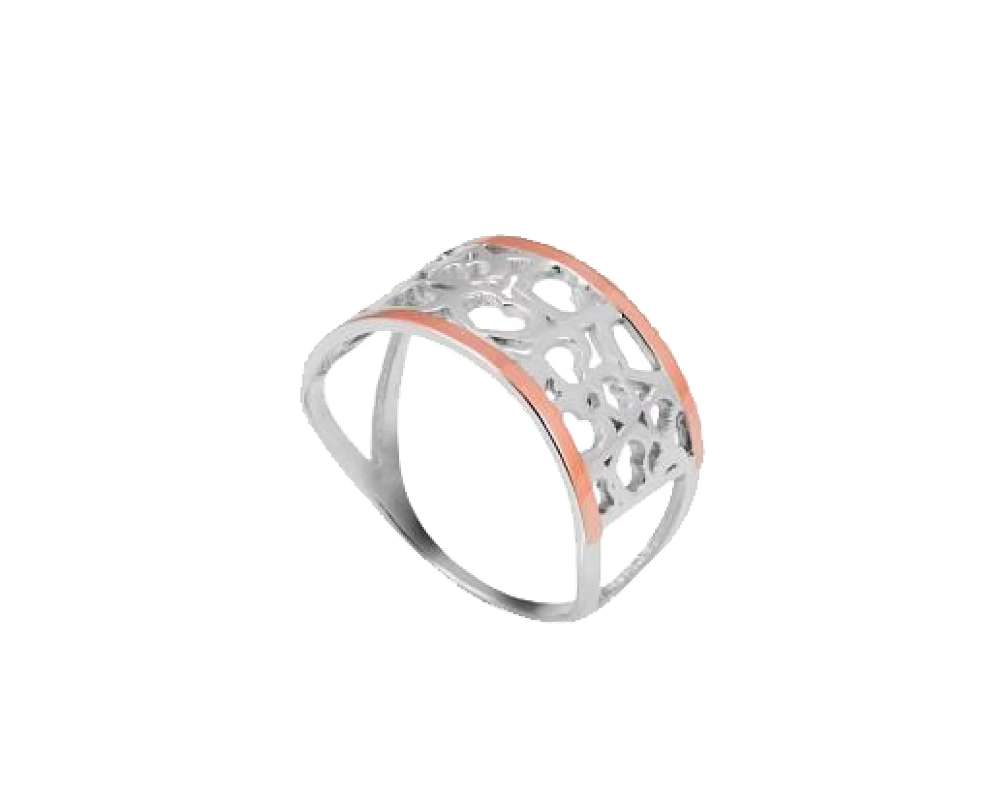 Серебряное кольцо с сердечками - 966144 – изображение 1