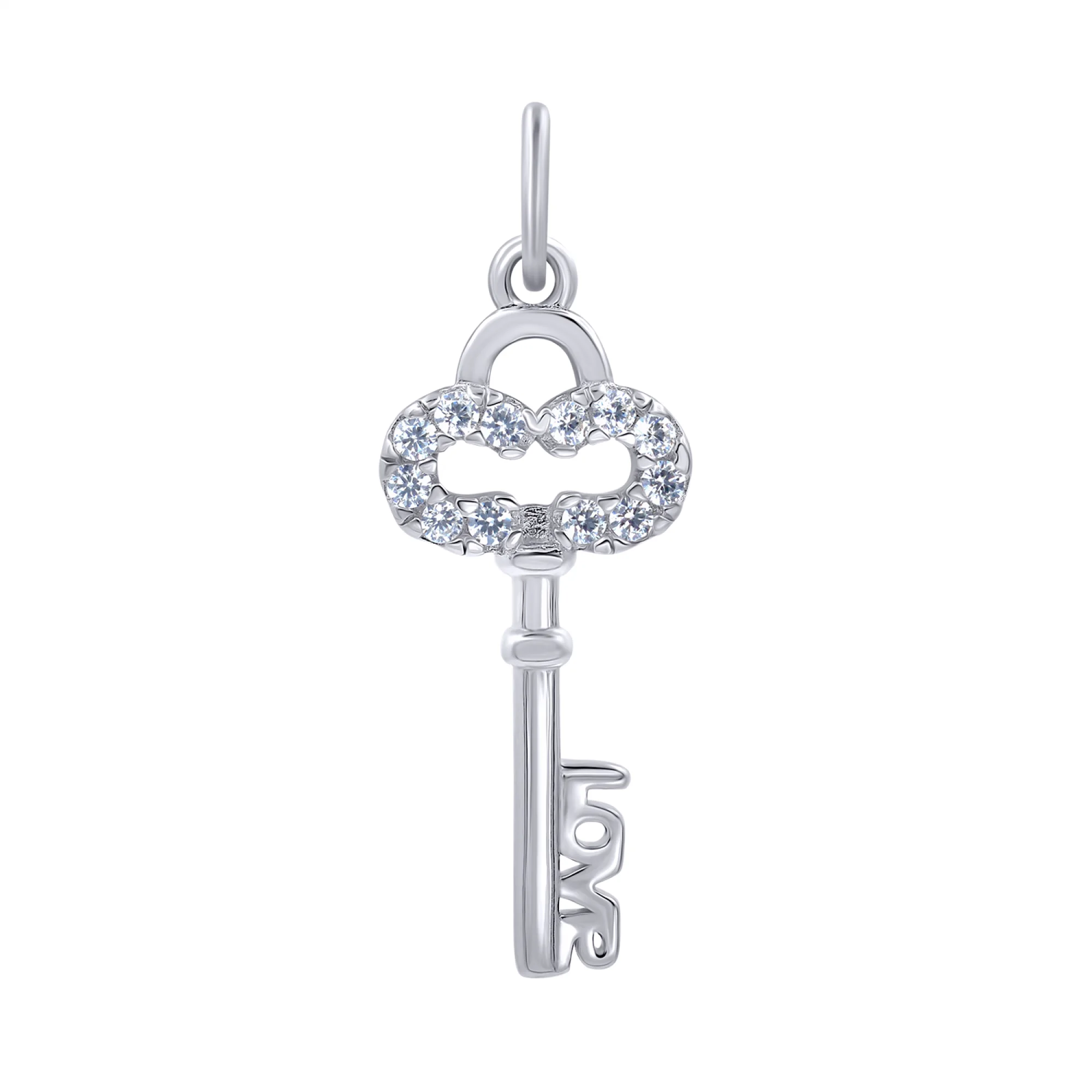 Серебряный подвес "Ключ" с фианитами - 421515 - 1