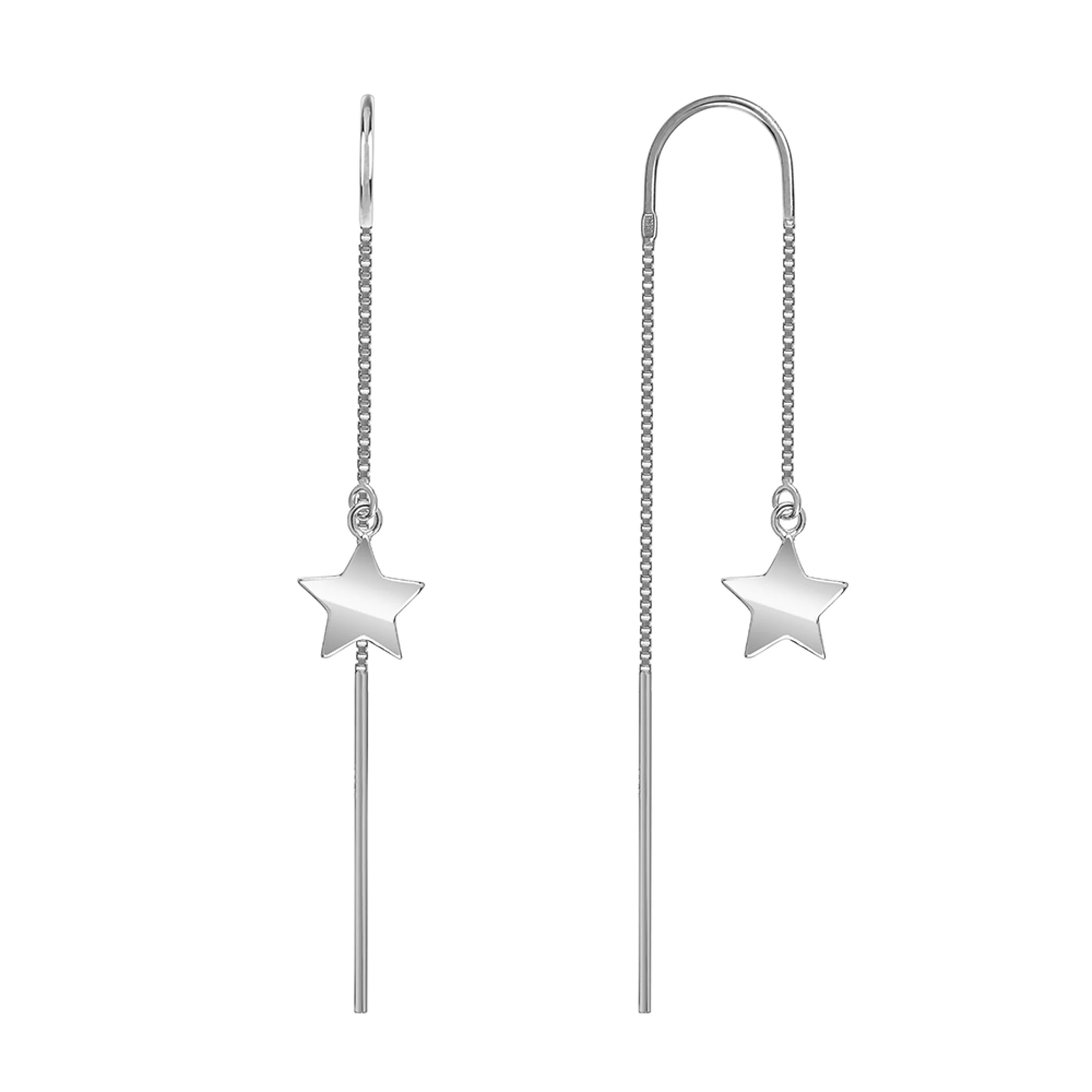 Сережки-протяжки з підвісками "Зірочка" зі срібла - 1542872 – зображення 1