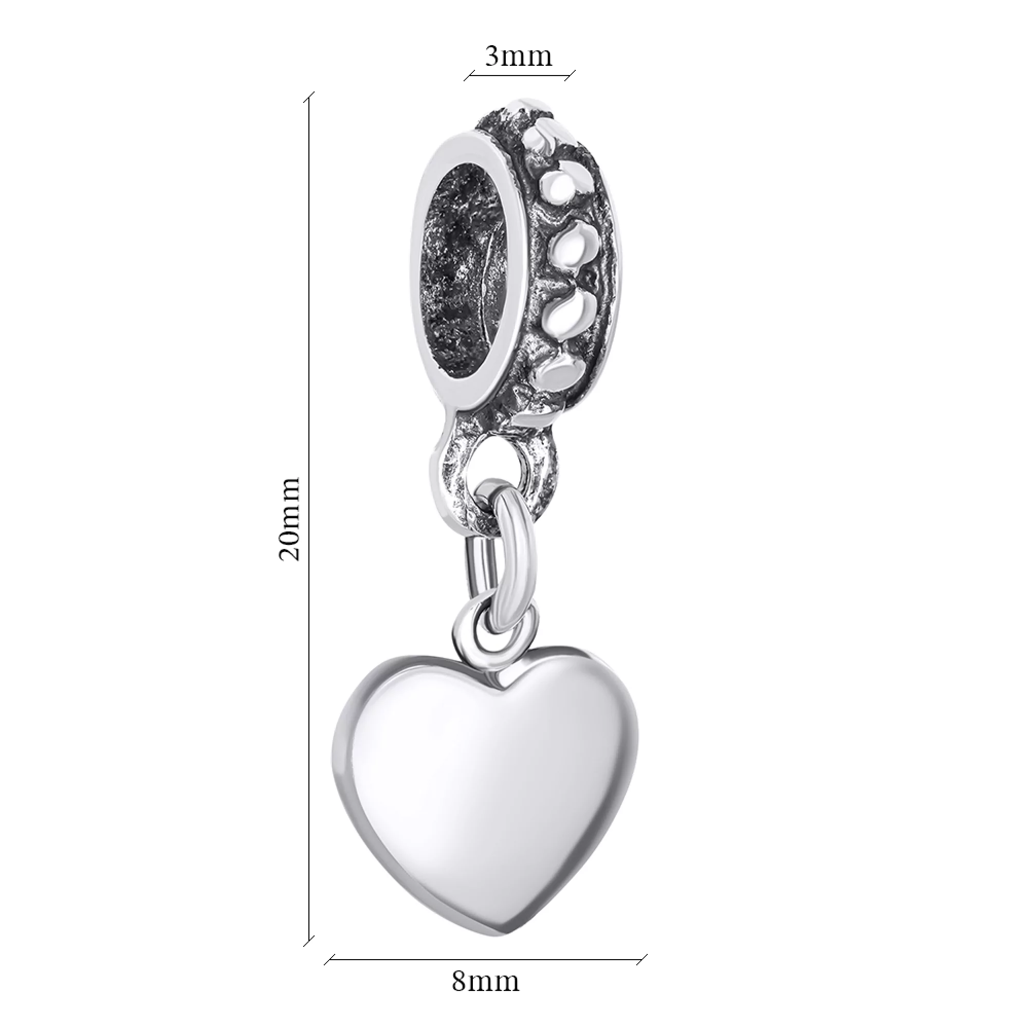 Шарм с подвесом "Сердце" из серебра - 1500950 – изображение 2