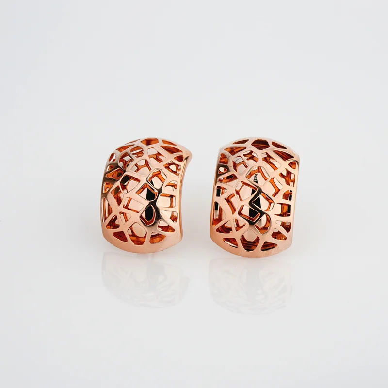 Широкие ажурные серьги из красного золота  - 2193625