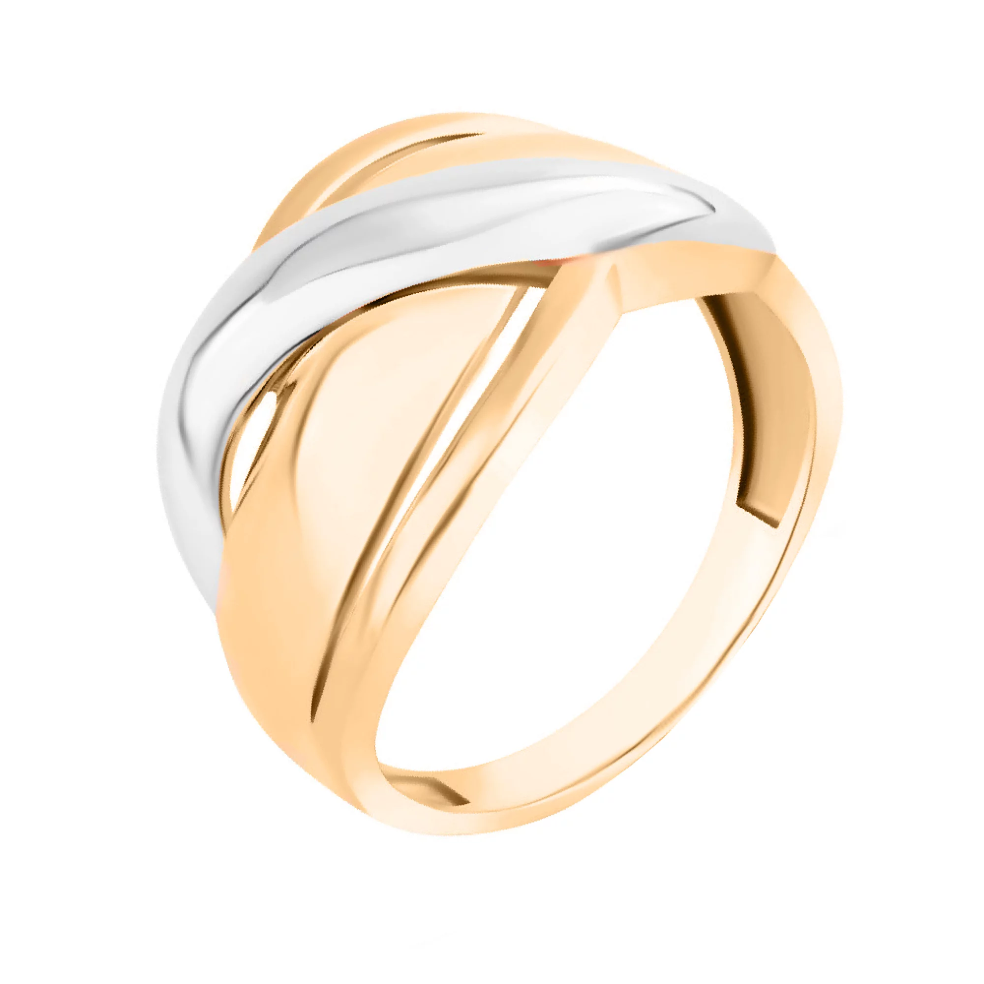 Широкое кольцо в красном и белом золоте - 1584065 – изображение 1
