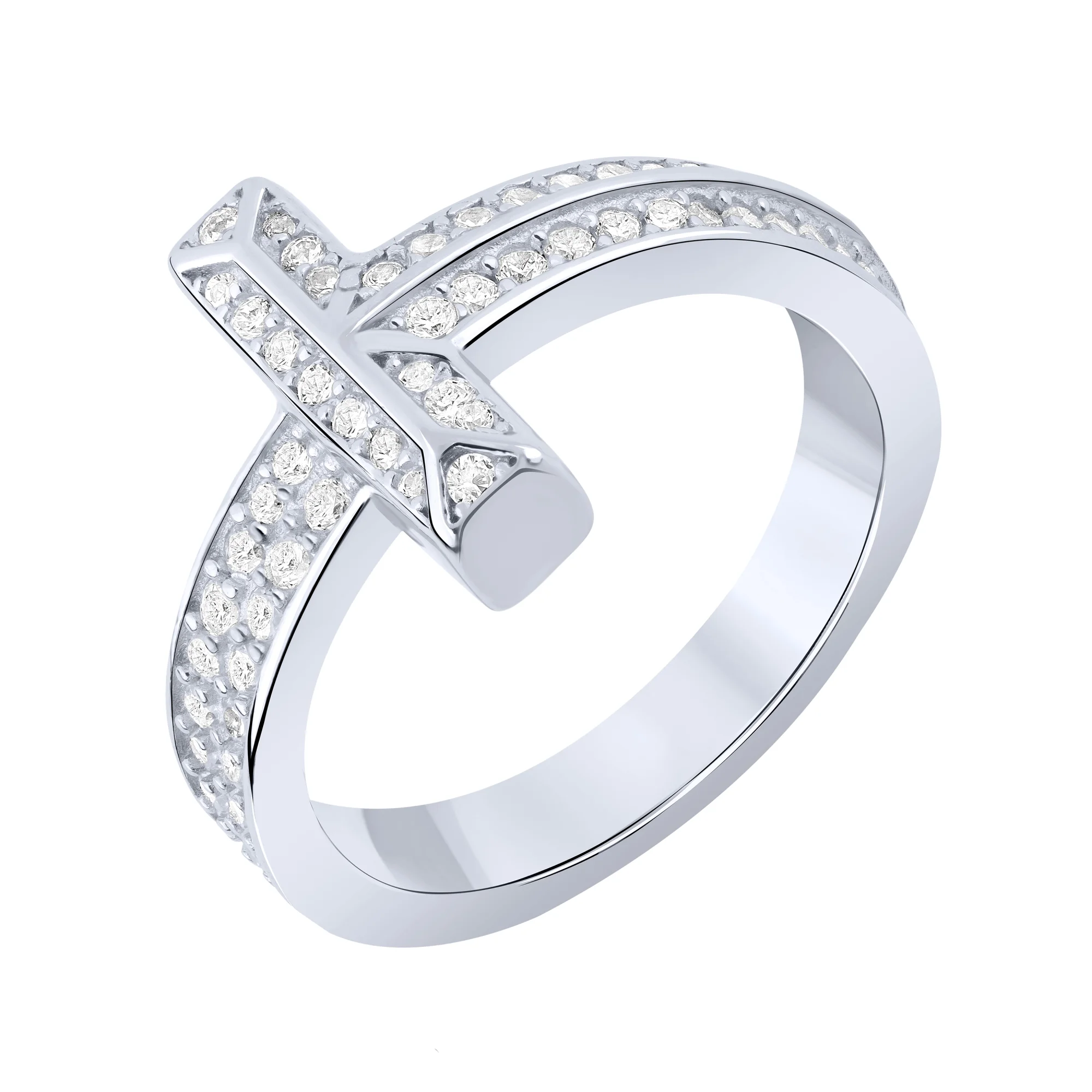 Серебряное кольцо с фианитами  - 2254692 - 1