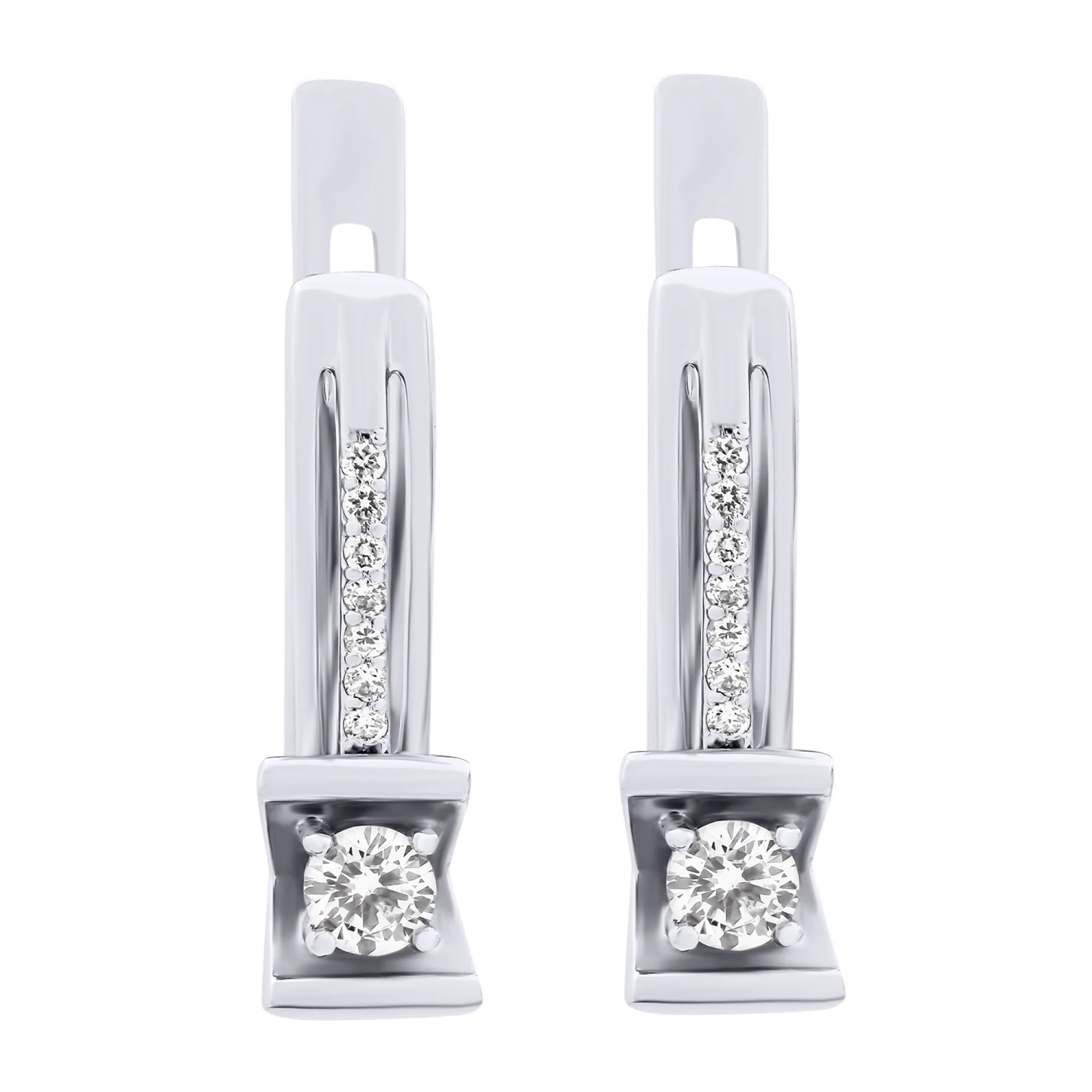 Сережки из белого золота с бриллиантами - 863726 - 1