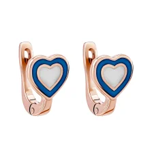 Дитячі сережки "Серце" з червоного золота з емаллю - 1976093