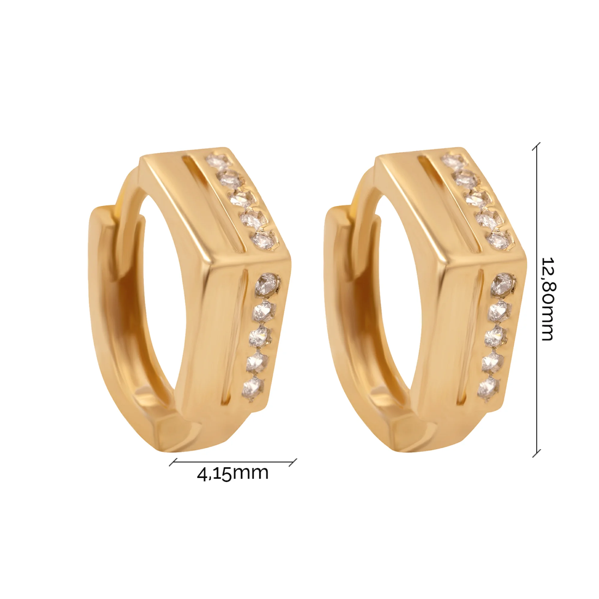 Сережки-кольца из красного золота с фианитами - 936377 - 3