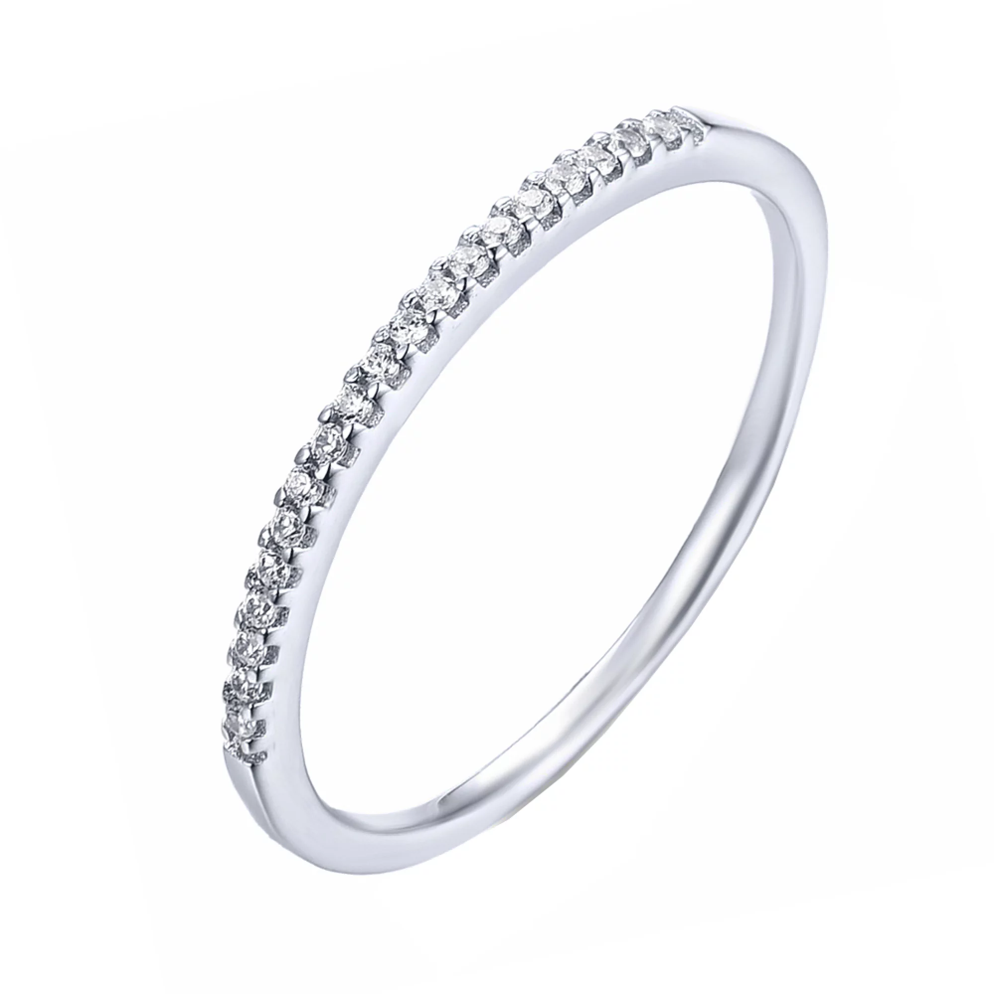 Тонкое серебряное кольцо с дорожкой фианитов - 1618113 – изображение 1