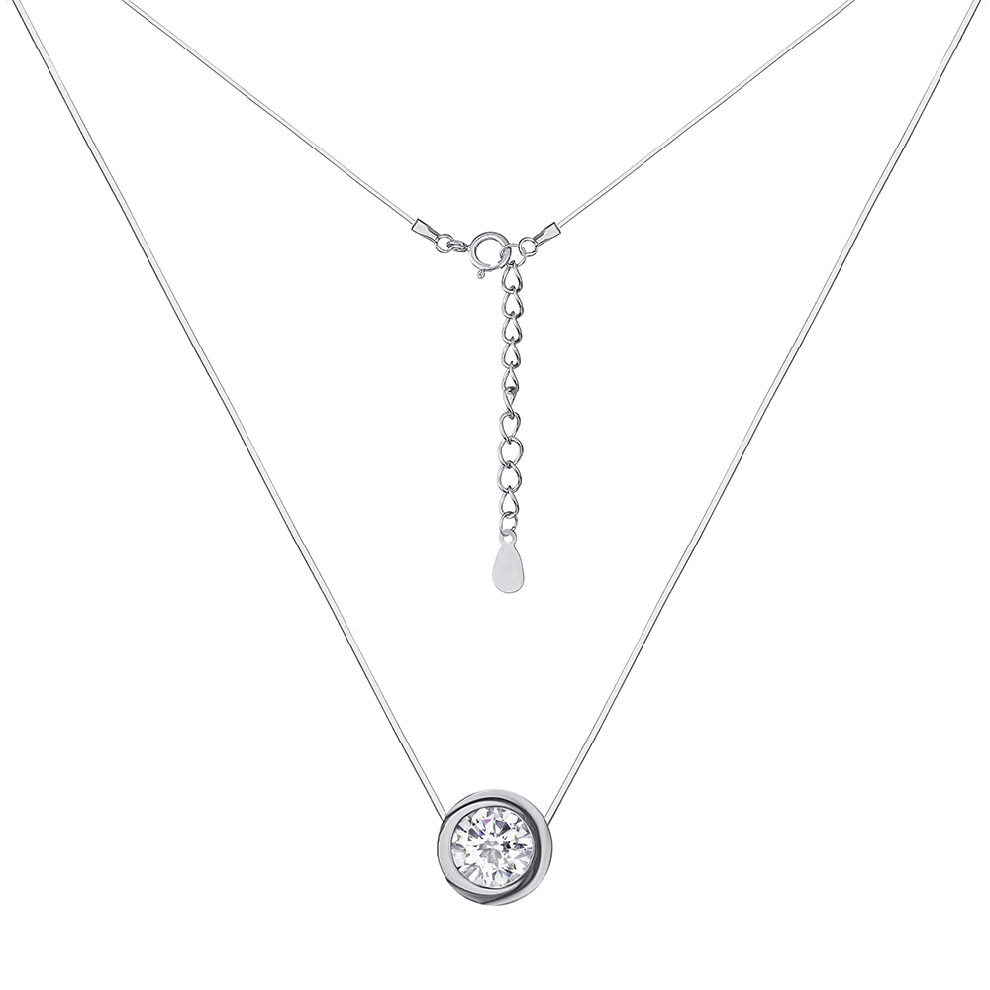 Колье из серебра с фианитом на леске  - 1279474 - 2
