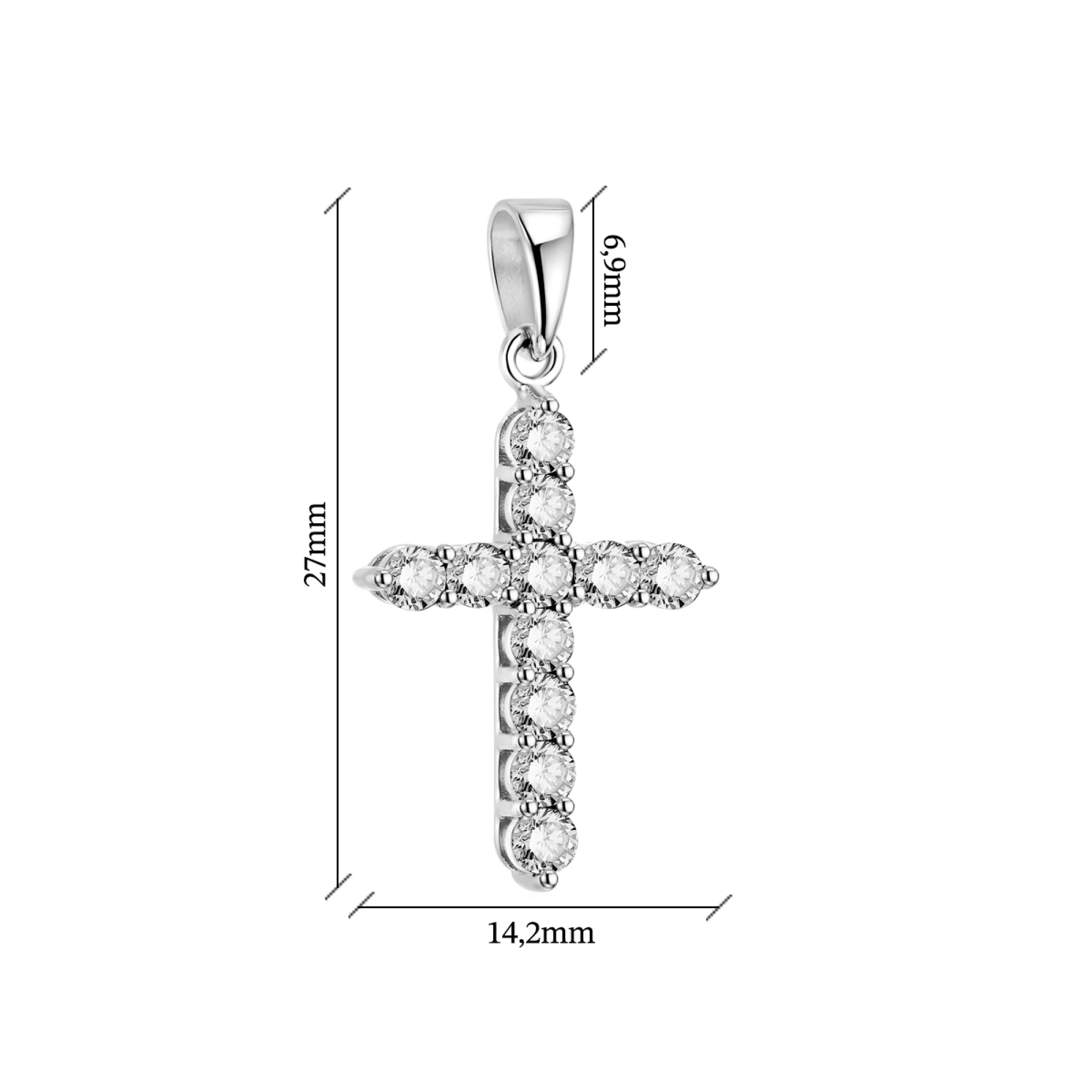 Хрестик золотий з доріжкою діамантів  - 1553963 – зображення 2