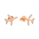 Сережки-пусети "Мрія" з фіанітами з червоного золота - 1303133