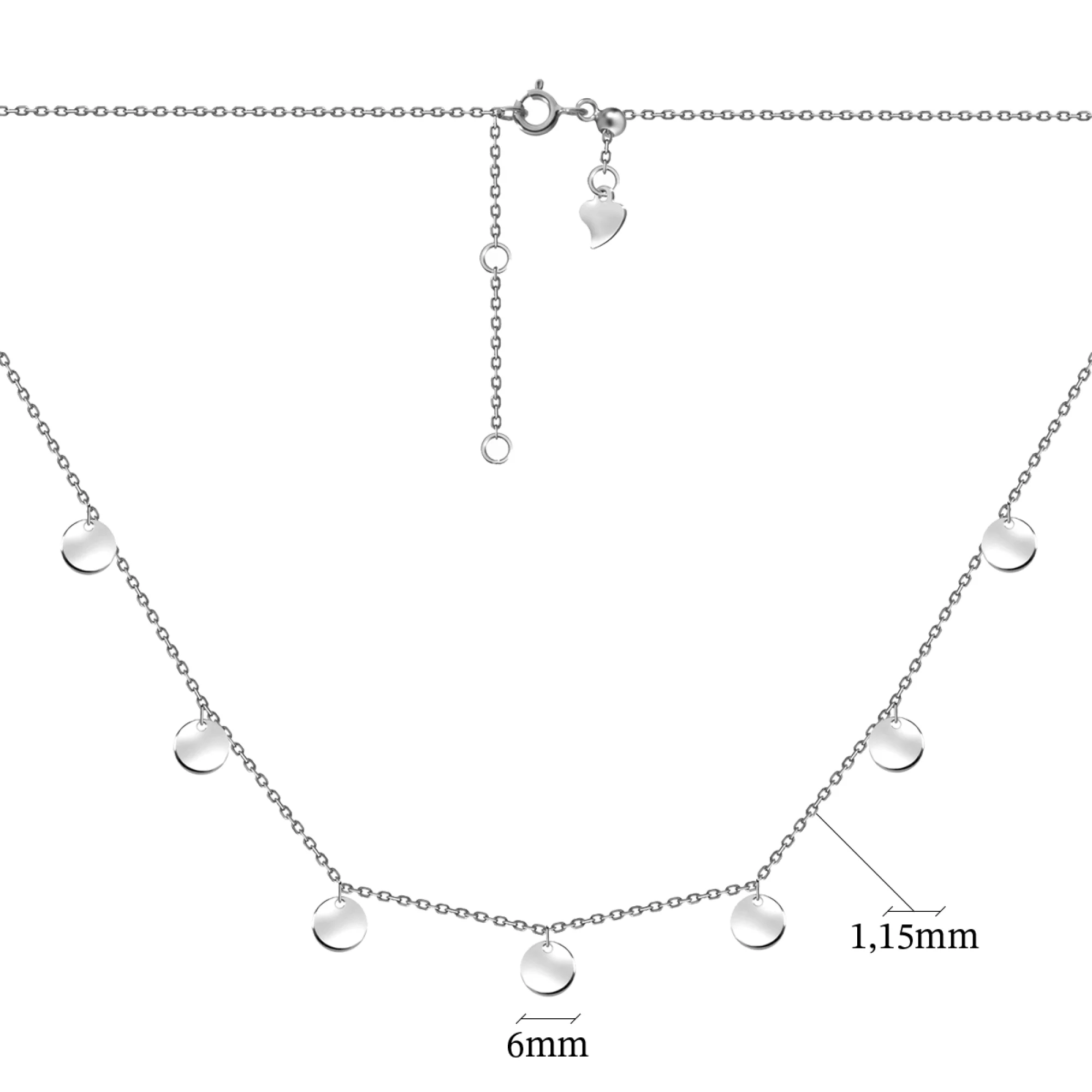 Колье серебряное с подвесками Монетки Якорное плетение - 968117 – изображение 2