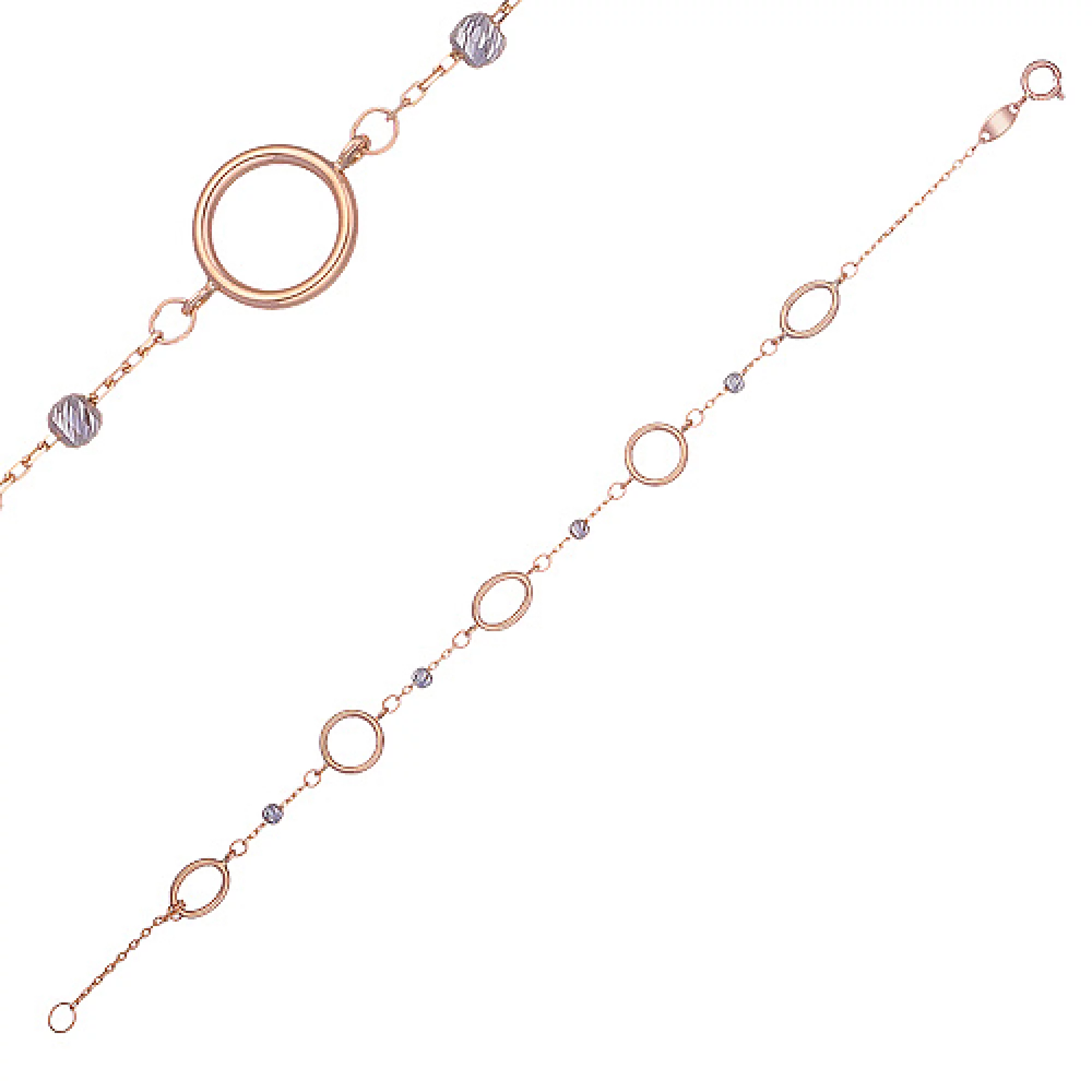 Золотой браслет с шариками и кольцами плетение Якорь - 437056 – изображение 1