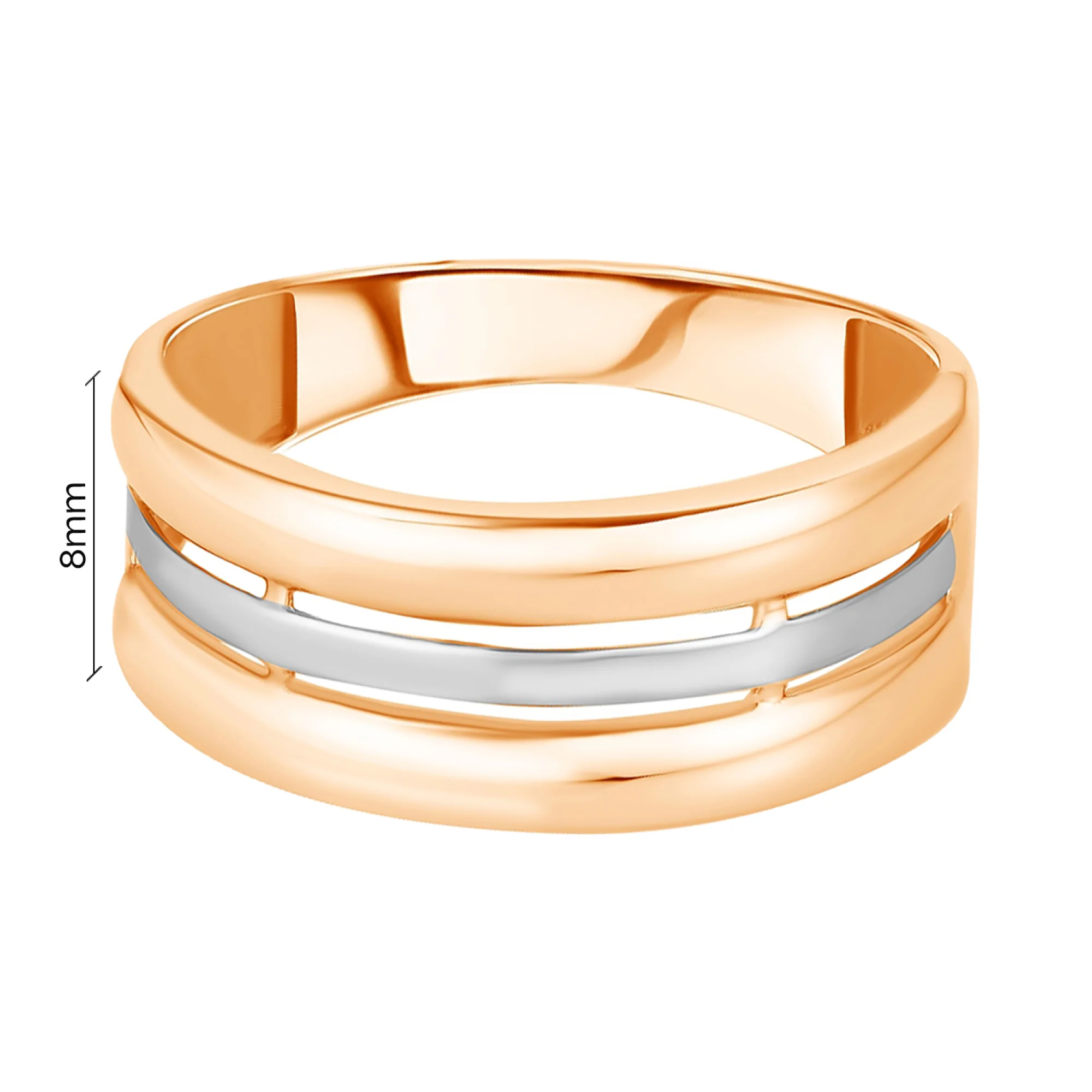 Широкое кольцо из комбинированного золота - 972672 - 2