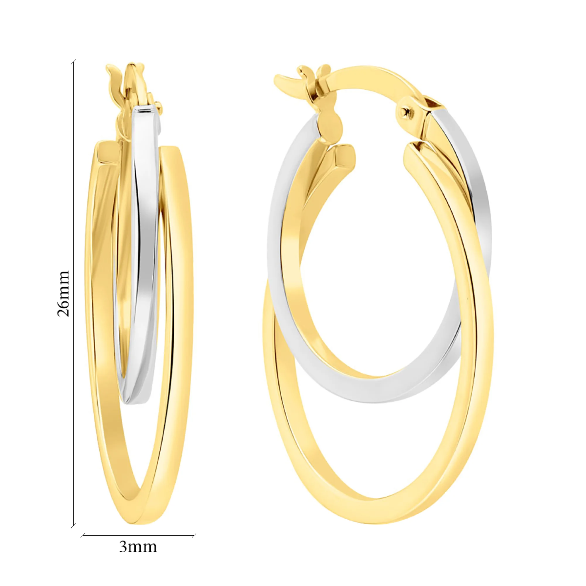Сережи-кольца из комбинированного золота - 1095096 - 2