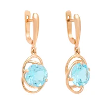 Сережки в червоному золоті з підвісом і топазом - 1653427