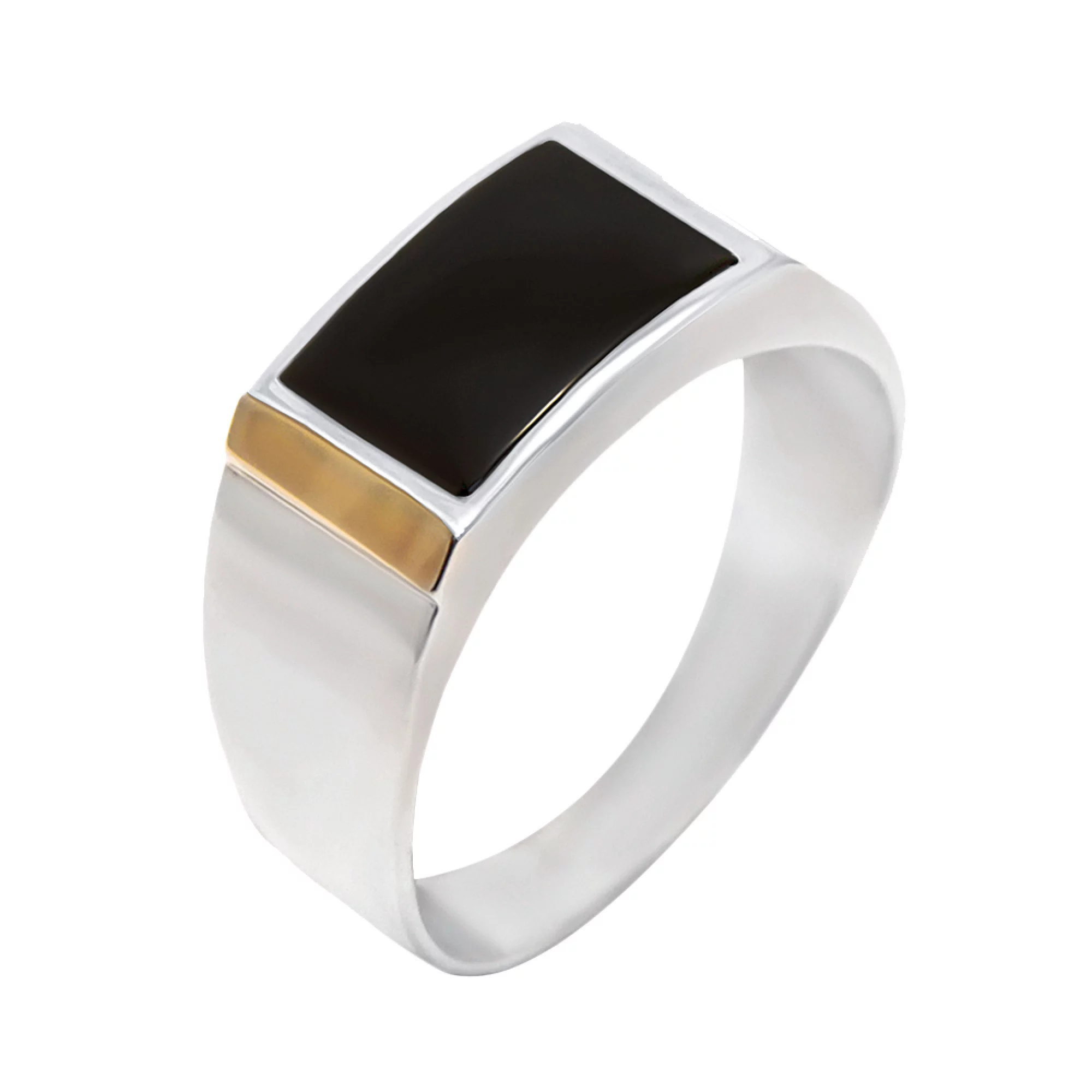 Серебряный перстень "Прямоугольник" с позолотой - 965464 – изображение 1