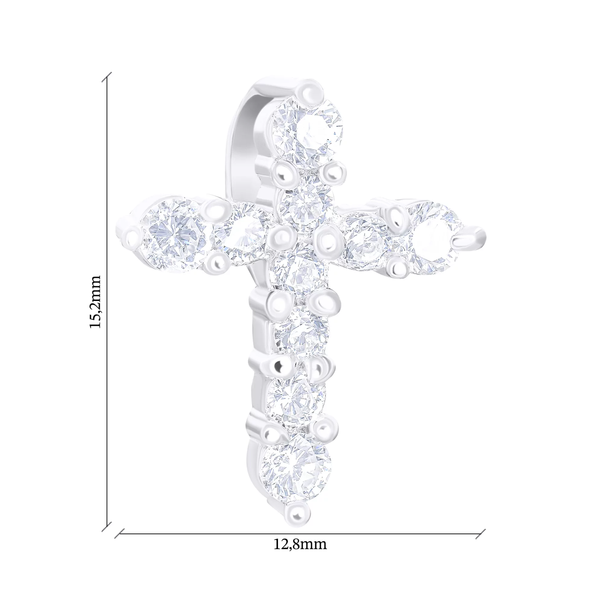 Женский крестик из серебра с фианитами - 1546775 – изображение 2