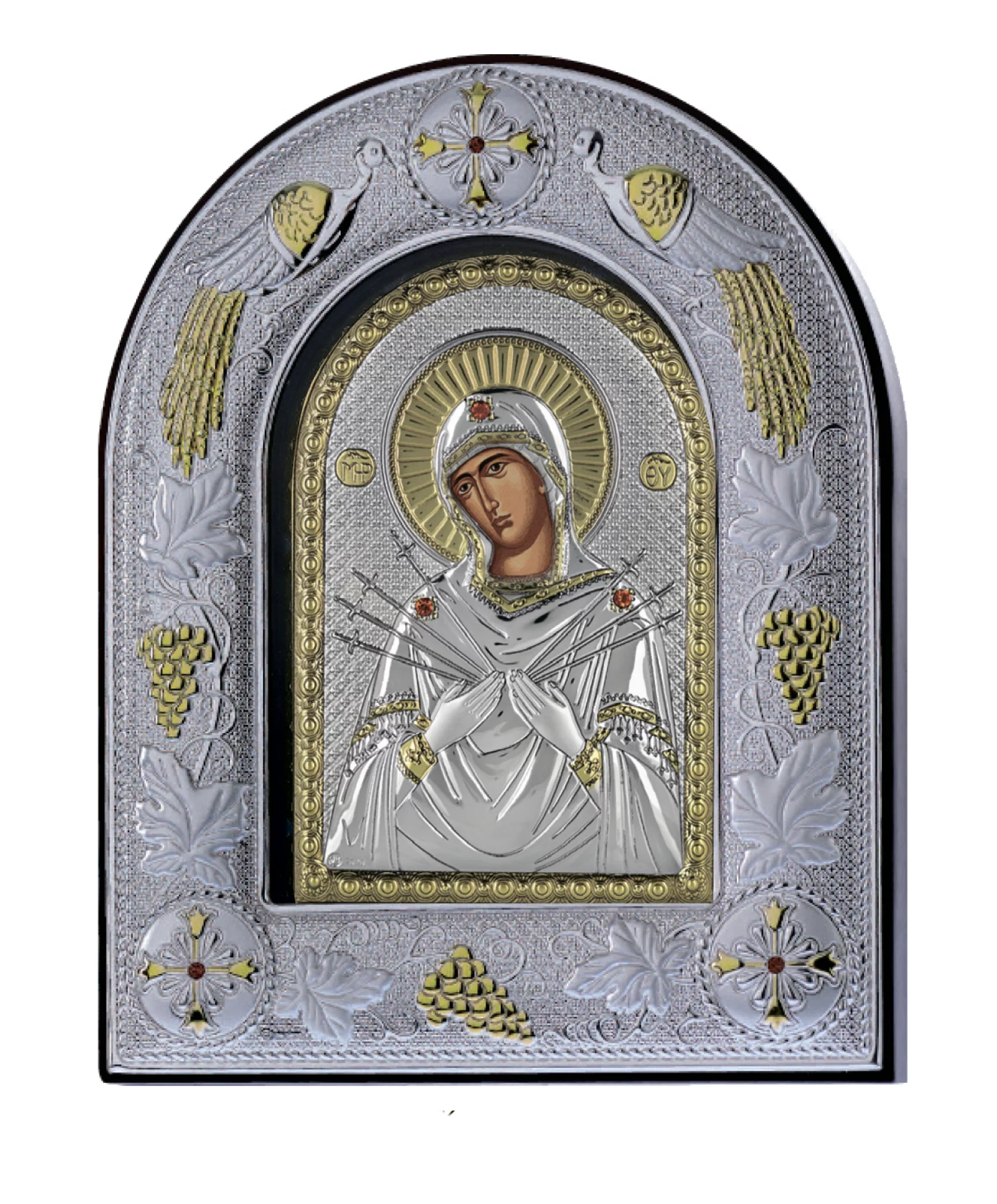 Ікона Богородиця "Семистрельна" з позолотою - 1105186 – зображення 1