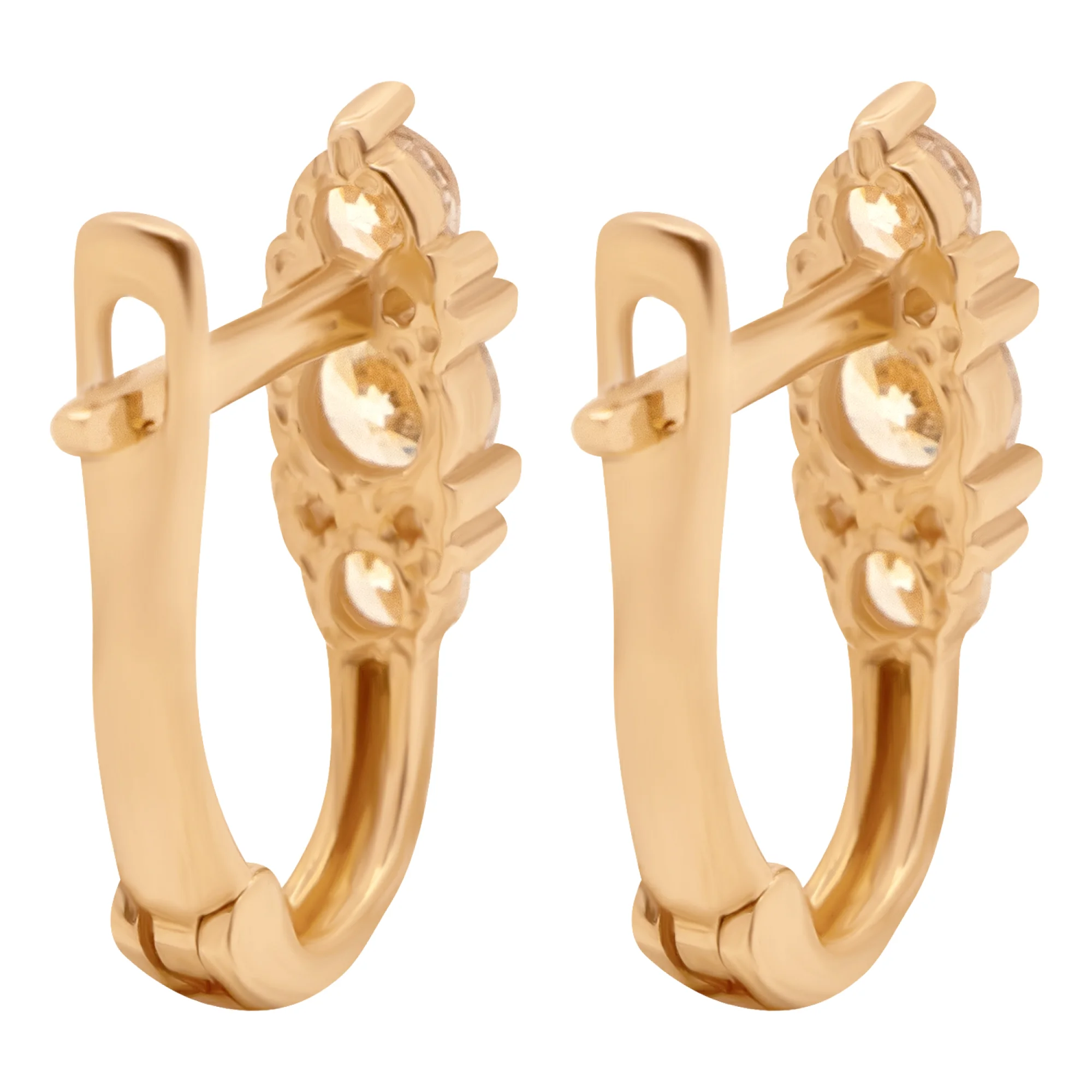 Сережки из красного золота с фианитами - 936389 - 2