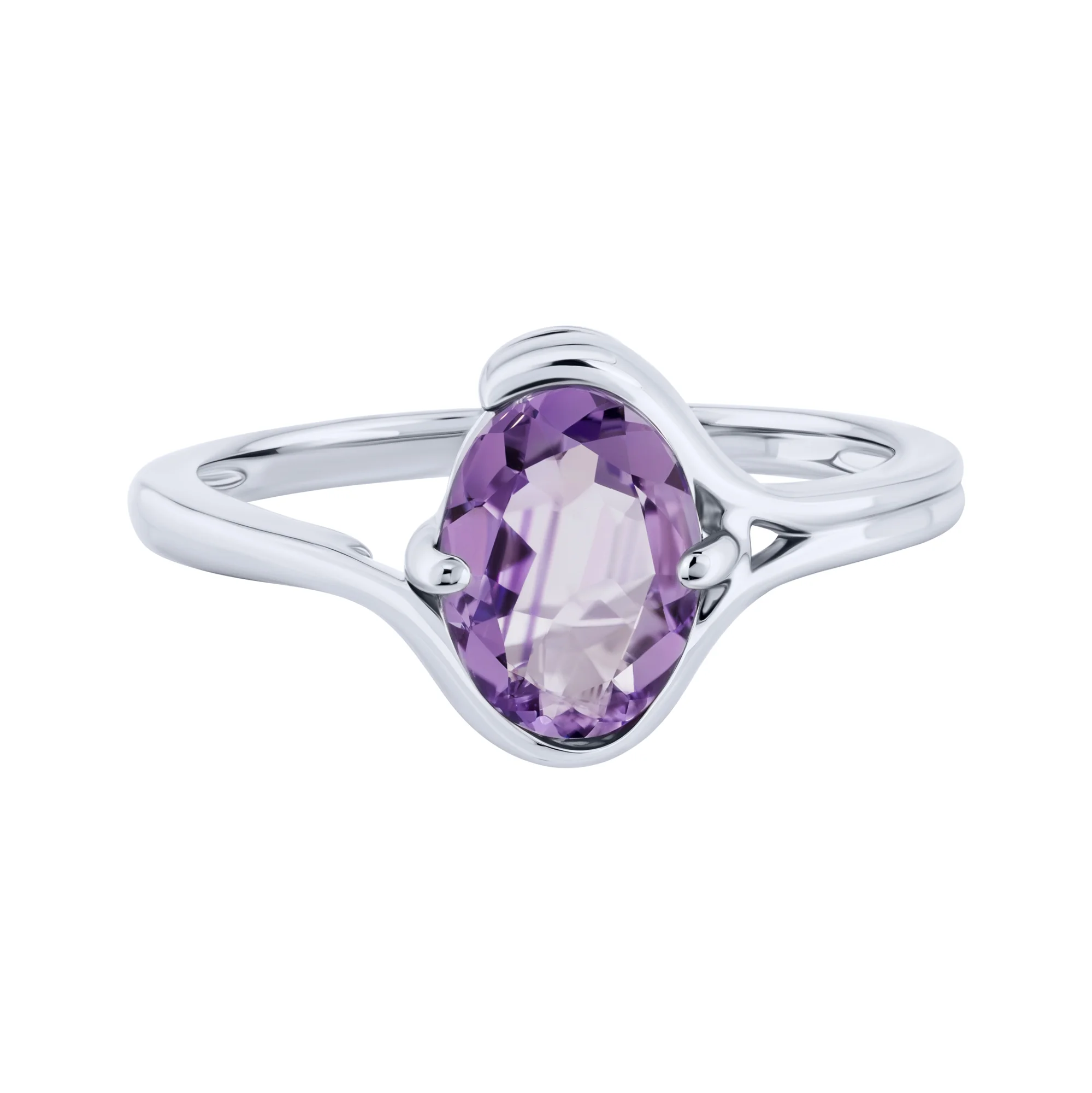 Серебряное кольцо с аметистом в стиле минимализм - 2162629 - 2