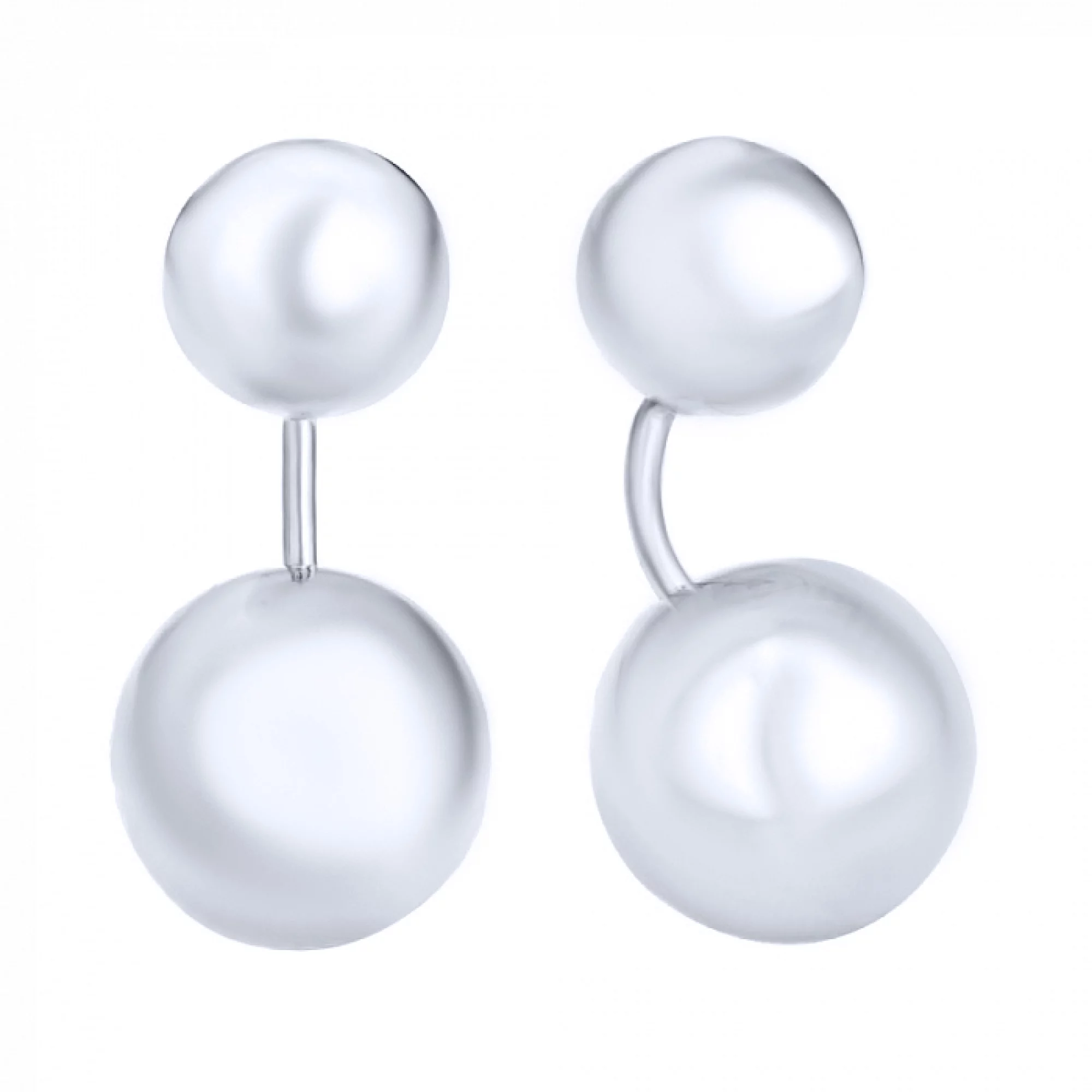 Срібні сережки-гвоздики з геометричними кулями - 1606795 – зображення 1