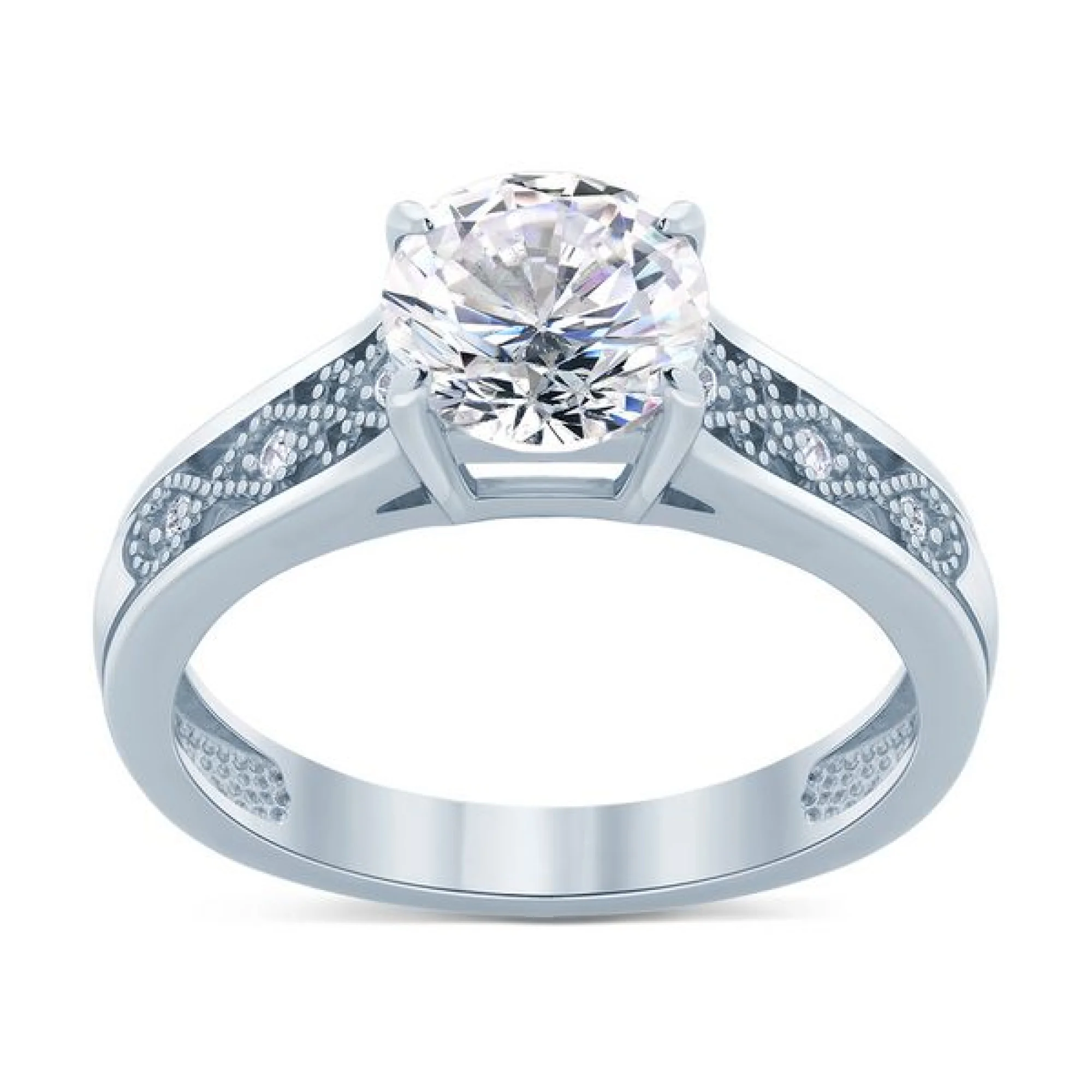 Серебряное кольцо с фианитами - 474154 - 3