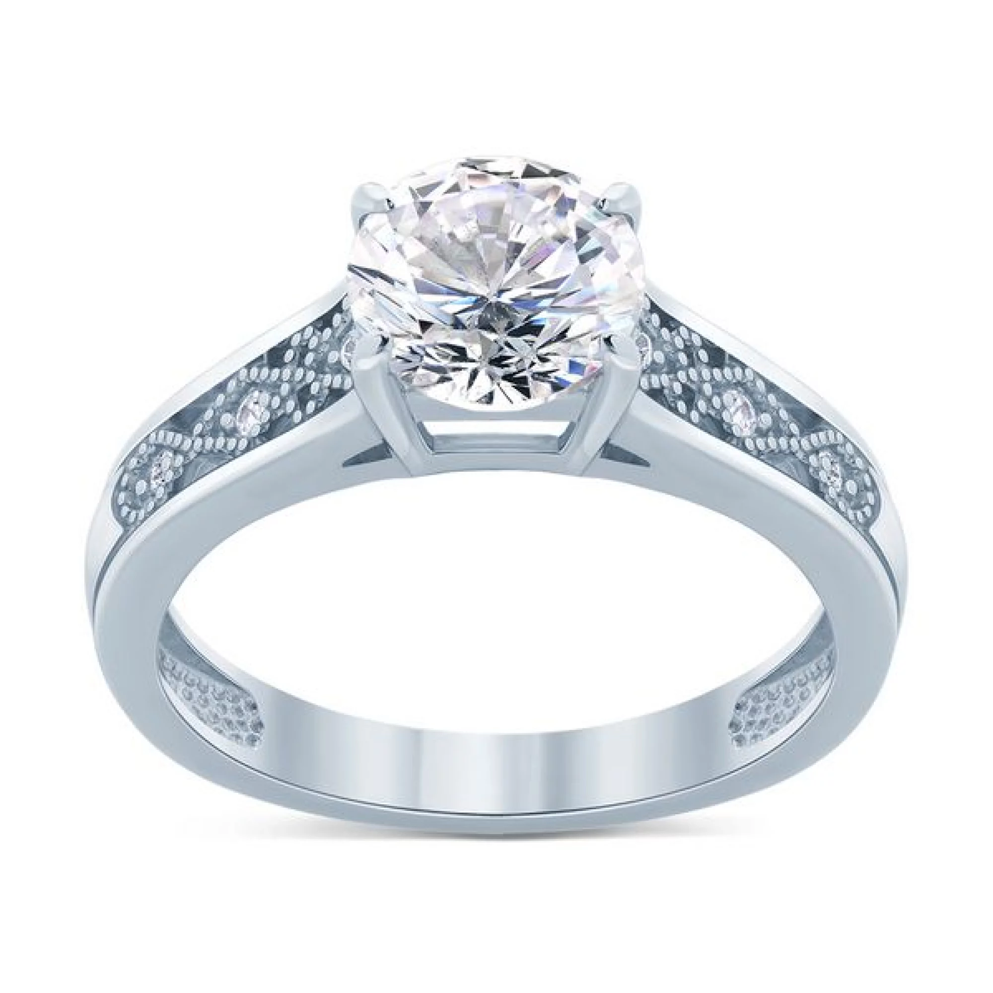 Серебряное кольцо с фианитом - 474154 – изображение 3